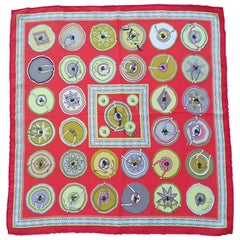 Hermès Silk Scarf Gavroche Pocket Square Belles du Mexique Jamin Red 16'