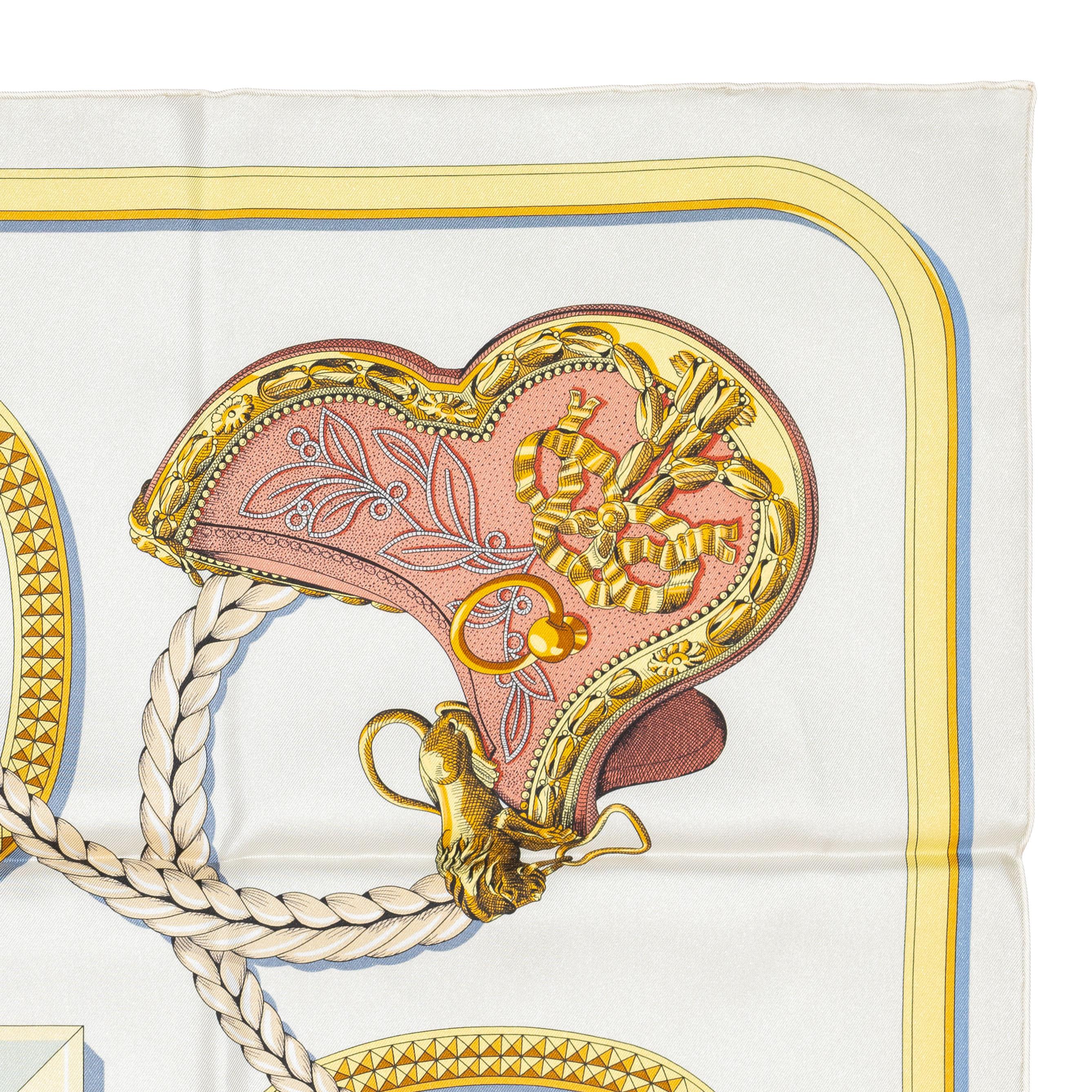 Women's Hermes Silk Scarf Grand Apparat – Crème – Or - New With Tag For Sale