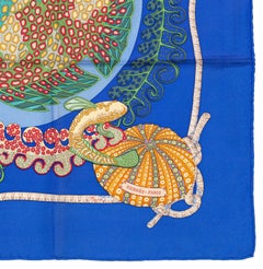 Hermes Silk Scarf - Grands Fonds - Cobalt Blue - Excellent Condition!!