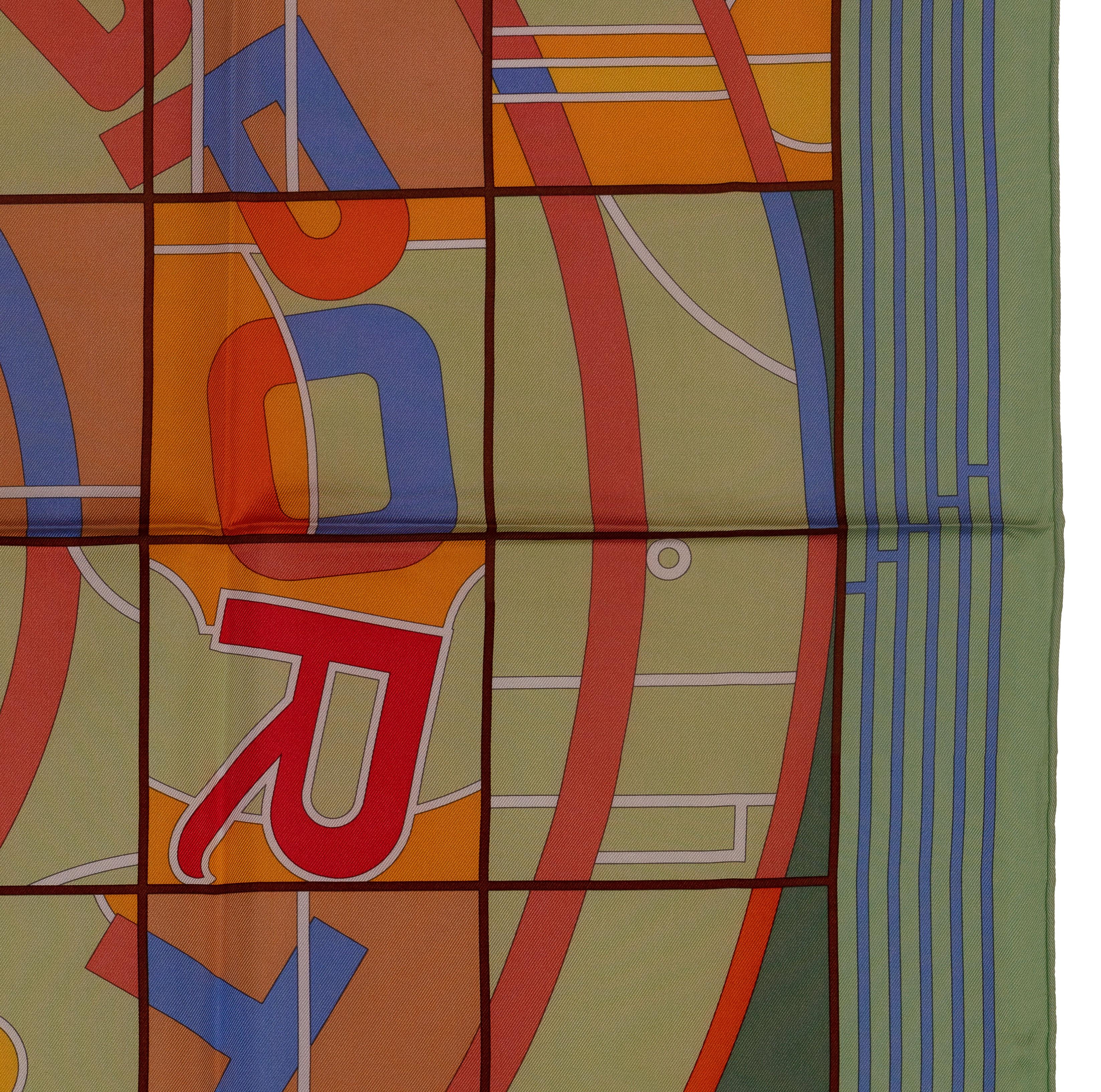 Echarpe en soie Hermes - Hermes Sport - Light Green Periwinkle Orange - Mint Pour femmes en vente