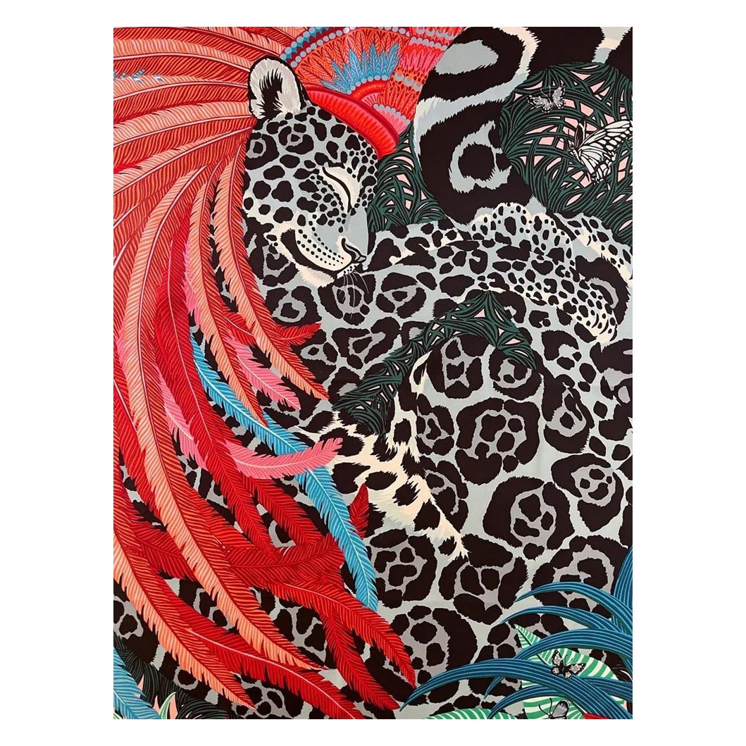 Hermès Silk scarf JAGUAR QUETZAL 2021 en vente