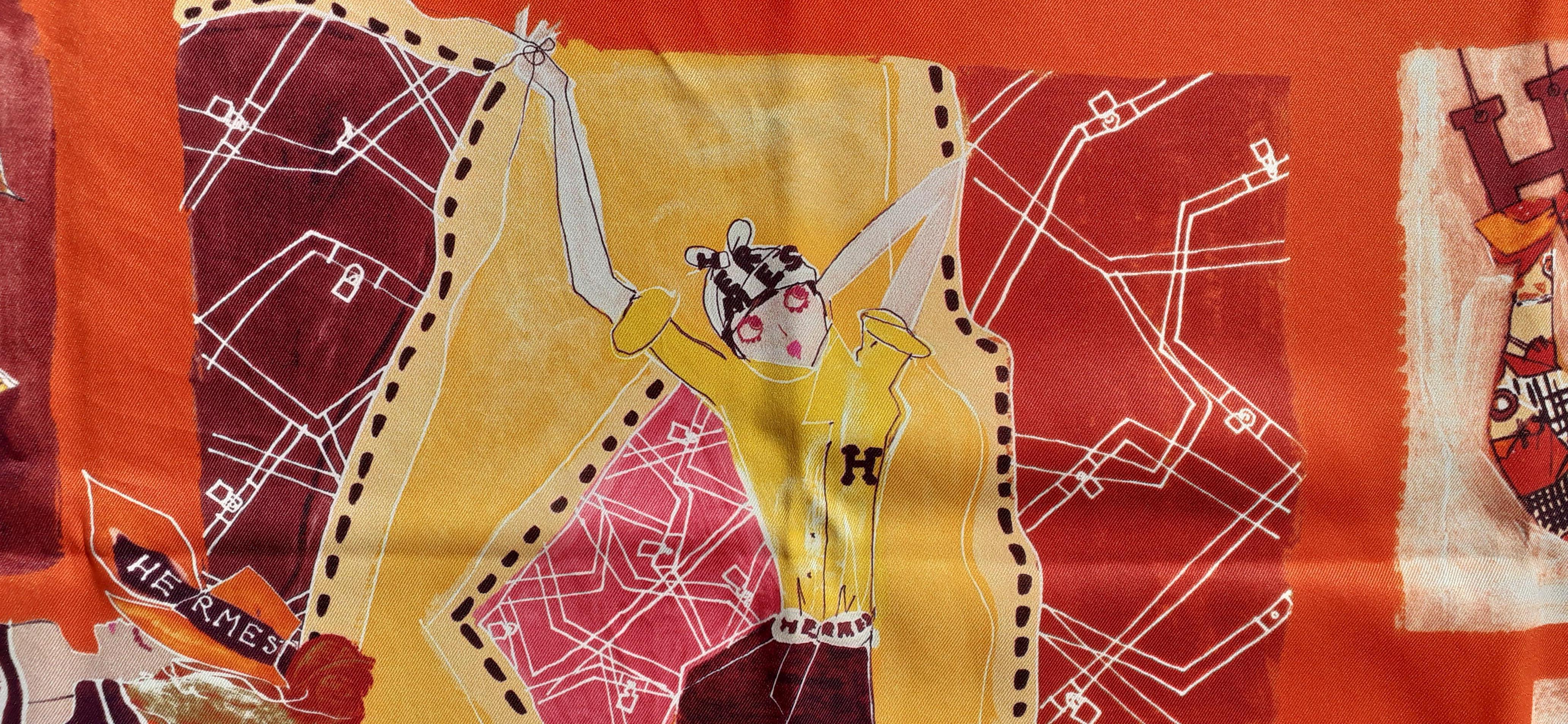 Hermès Seidenschal J'aime Mon Carré Orange Gelb Rosa 70 cm 8