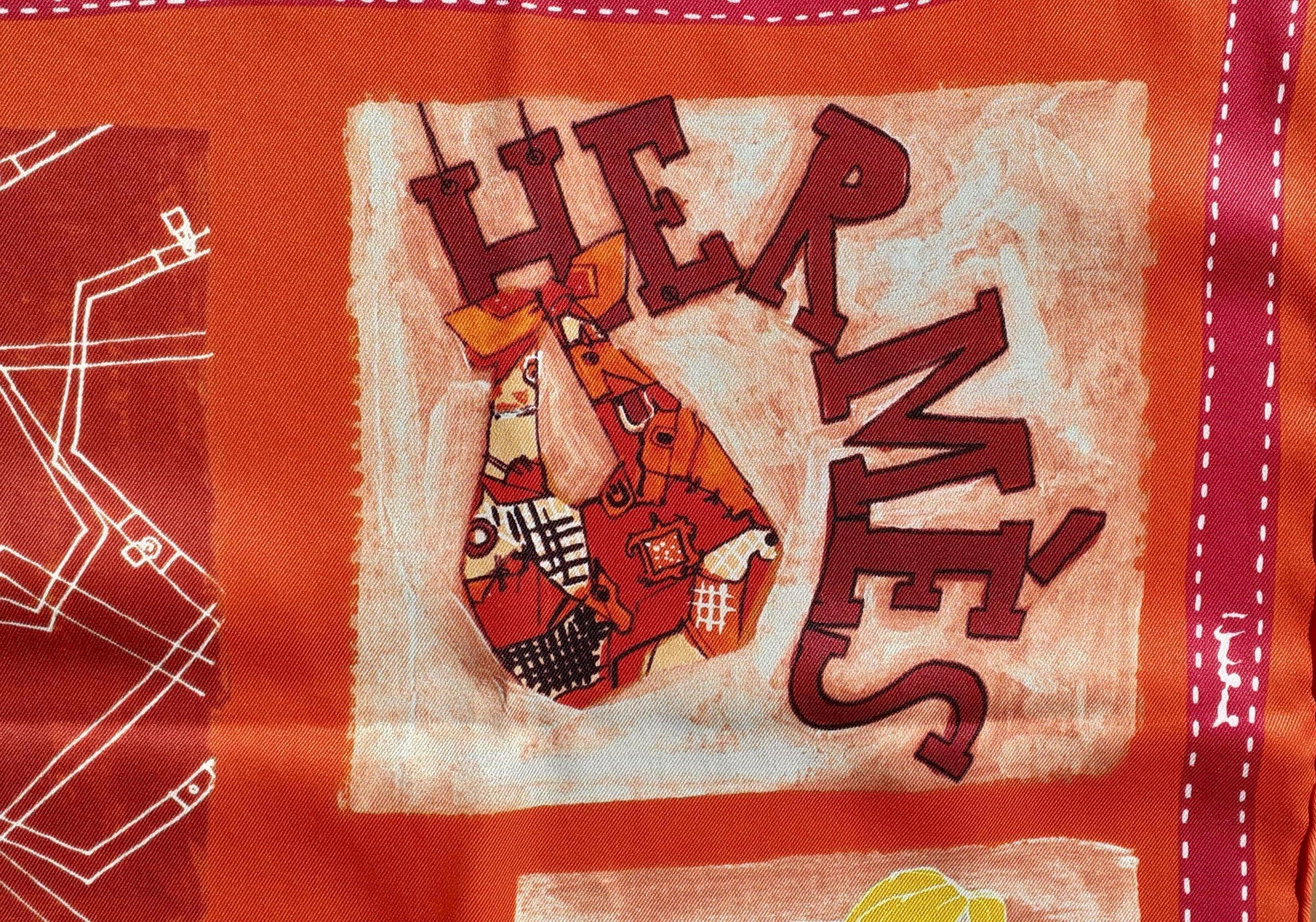 Hermès Seidenschal J'aime Mon Carré Orange Gelb Rosa 70 cm 9