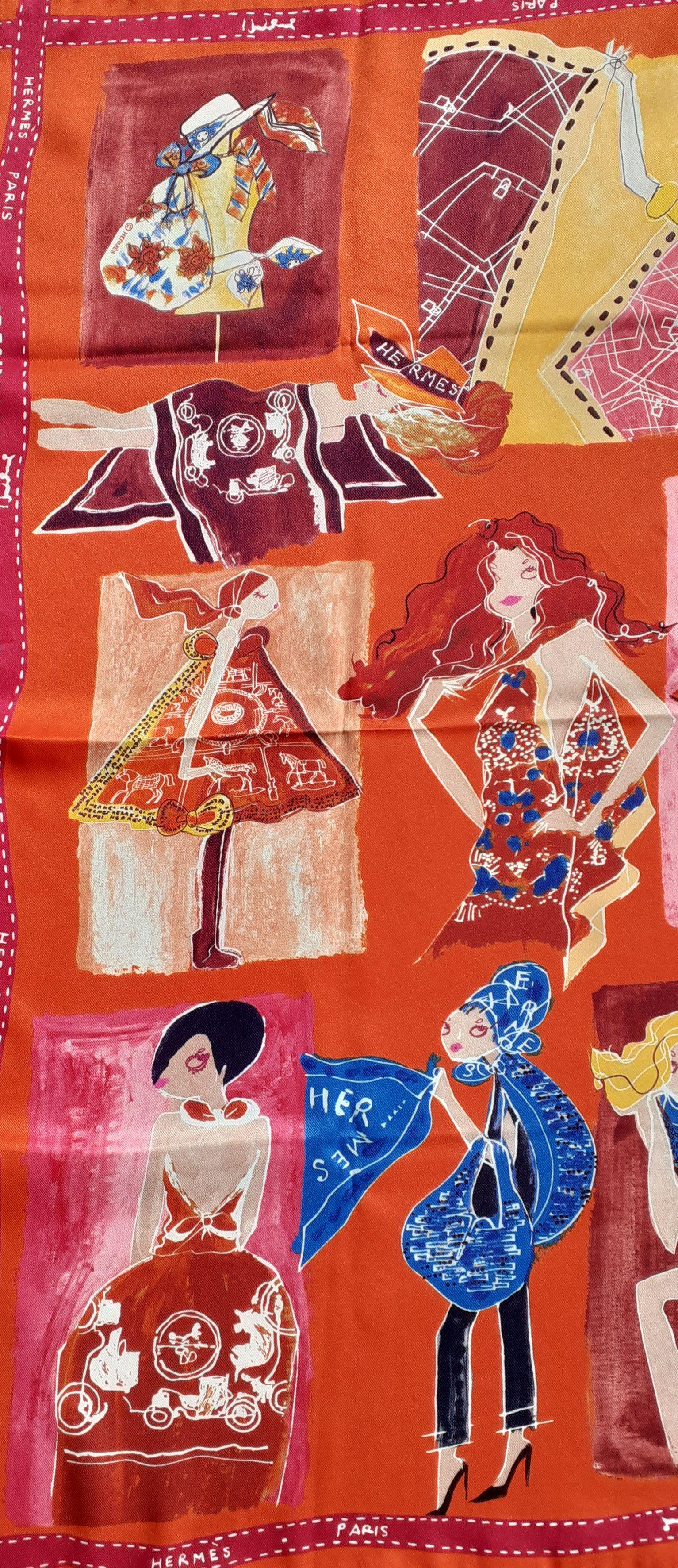 Hermès Seidenschal J'aime Mon Carré Orange Gelb Rosa 70 cm Damen