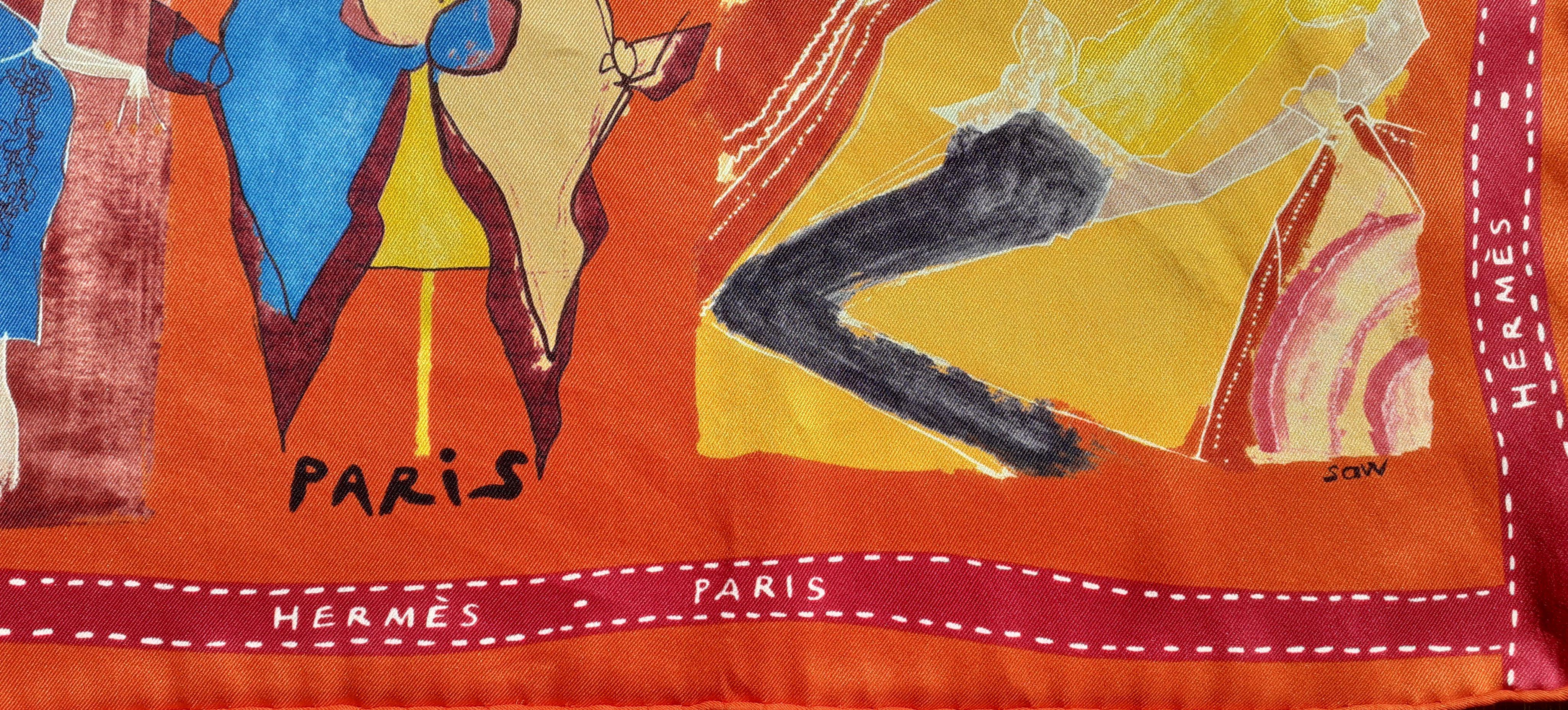 Hermès Seidenschal J'aime Mon Carré Orange Gelb Rosa 70 cm 1
