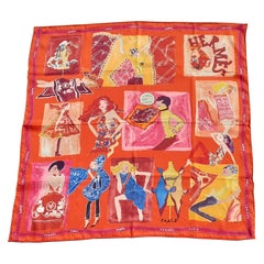 Hermès Silk Scarf J'aime Mon Carré Orange Yellow Pink 70 cm