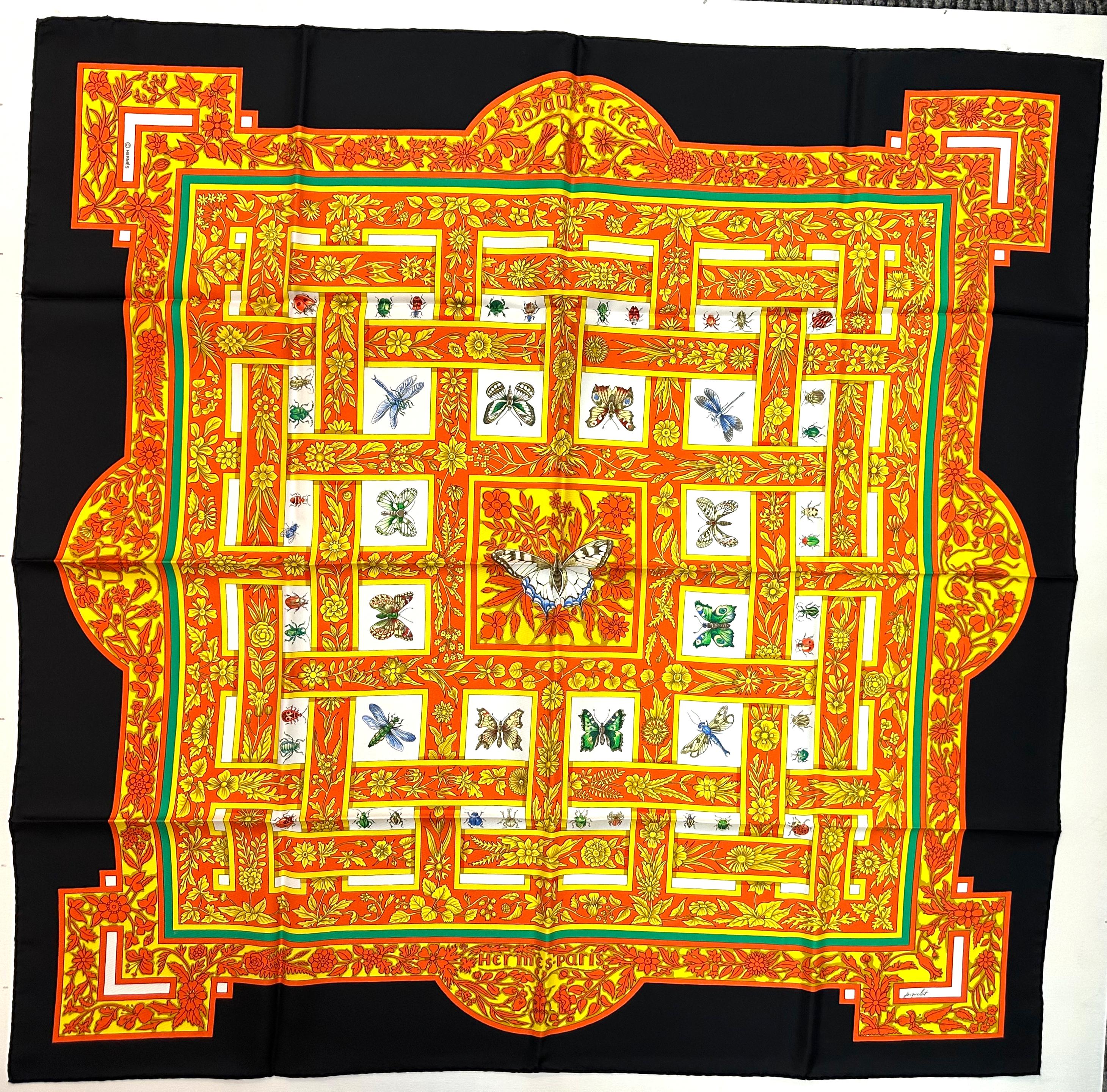 Hermes Silk Scarf, Joyaux de l ete, designed by Antoine de Jacquelot In Good Condition For Sale In West Palm Beach, FL