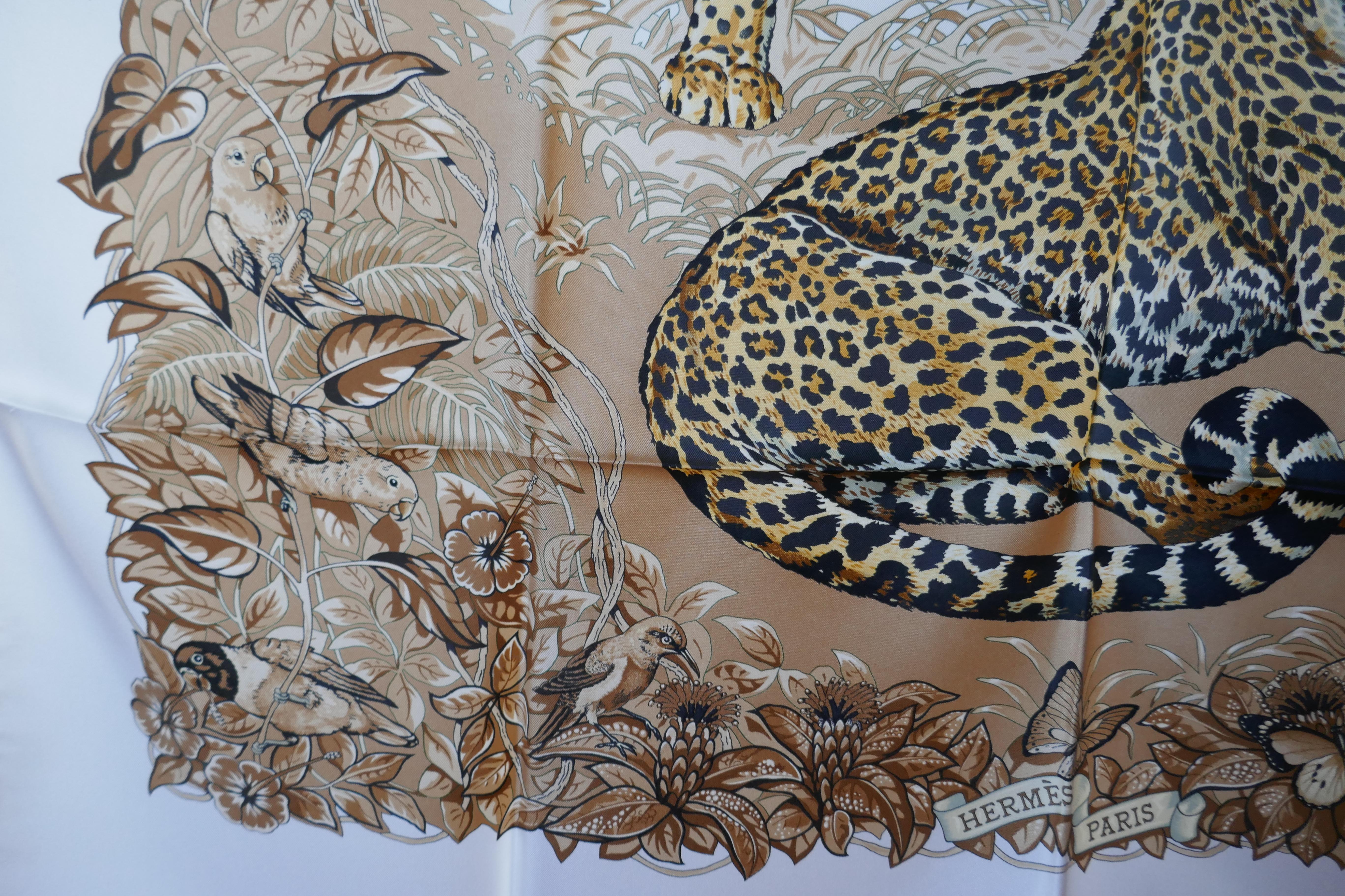 Hermes Silk Scarf “ JUNGLE LOVE” Design by Robert Dallet In New Condition In Chillerton, Isle of Wight