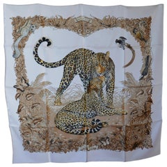 Echarpe en soie Hermes " JUNGLE LOVE " Design par Robert Dallet