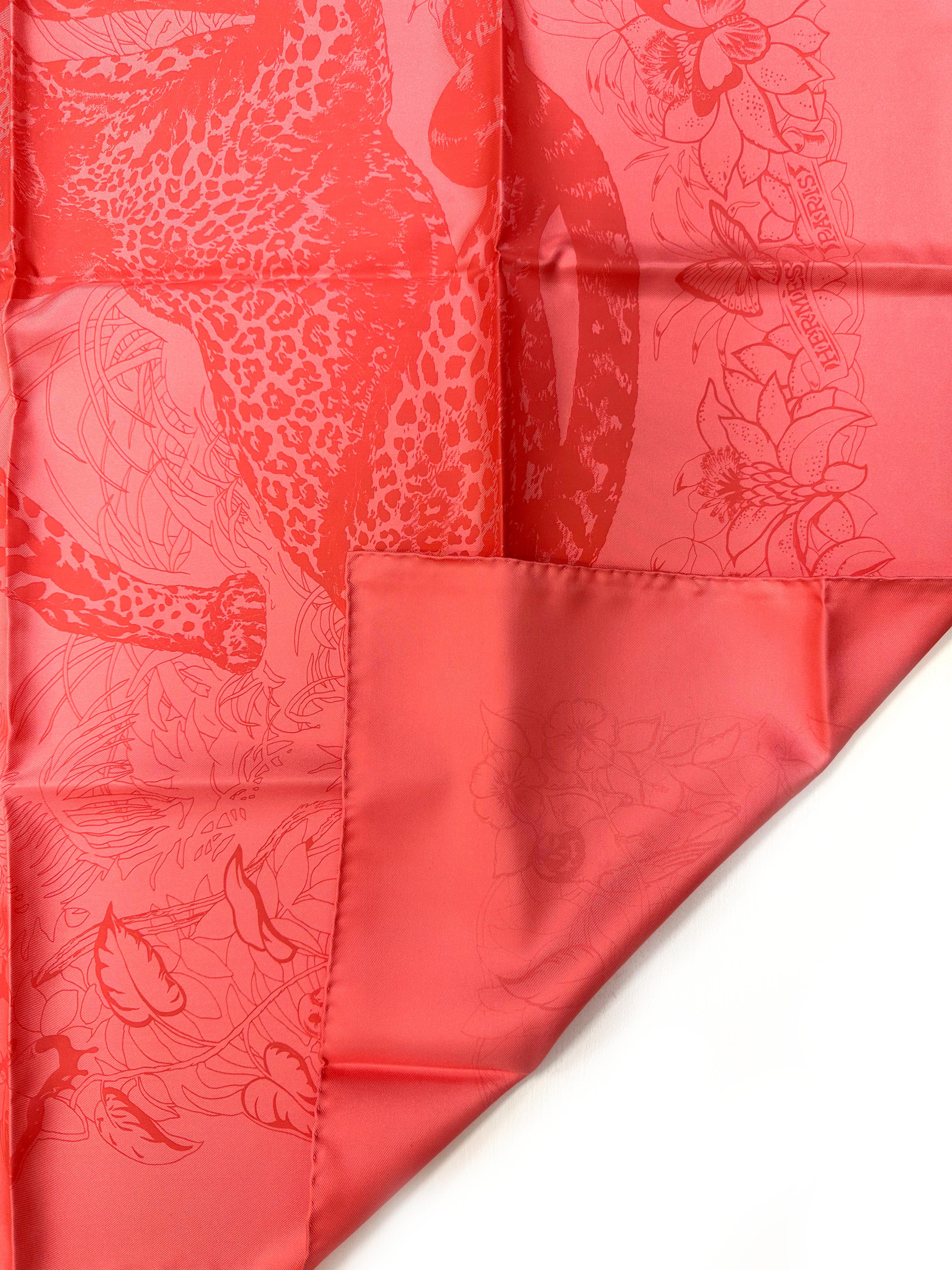 Pink Hermes Silk Scarf, Jungle Love For Sale