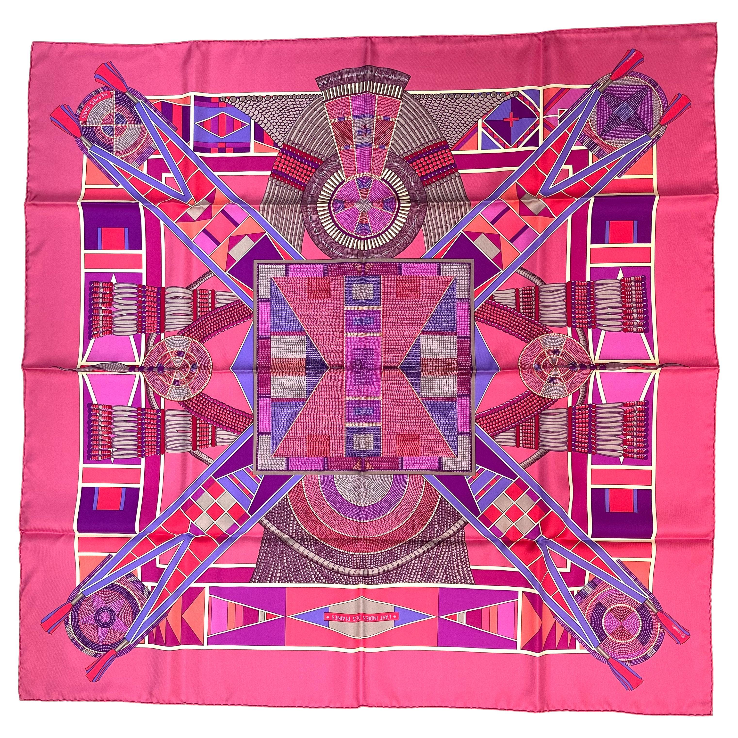Hermes Silk Scarf, L Art Indien Des Plaines For Sale
