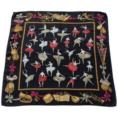 Écharpe en soie Hermès La Danse Jean Louis Clerc Noir Blanc Rouge 90 cm GRAIL