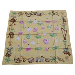 Hermès Silk Scarf La Danse Jean Louis Clerc Yellow 90 cm