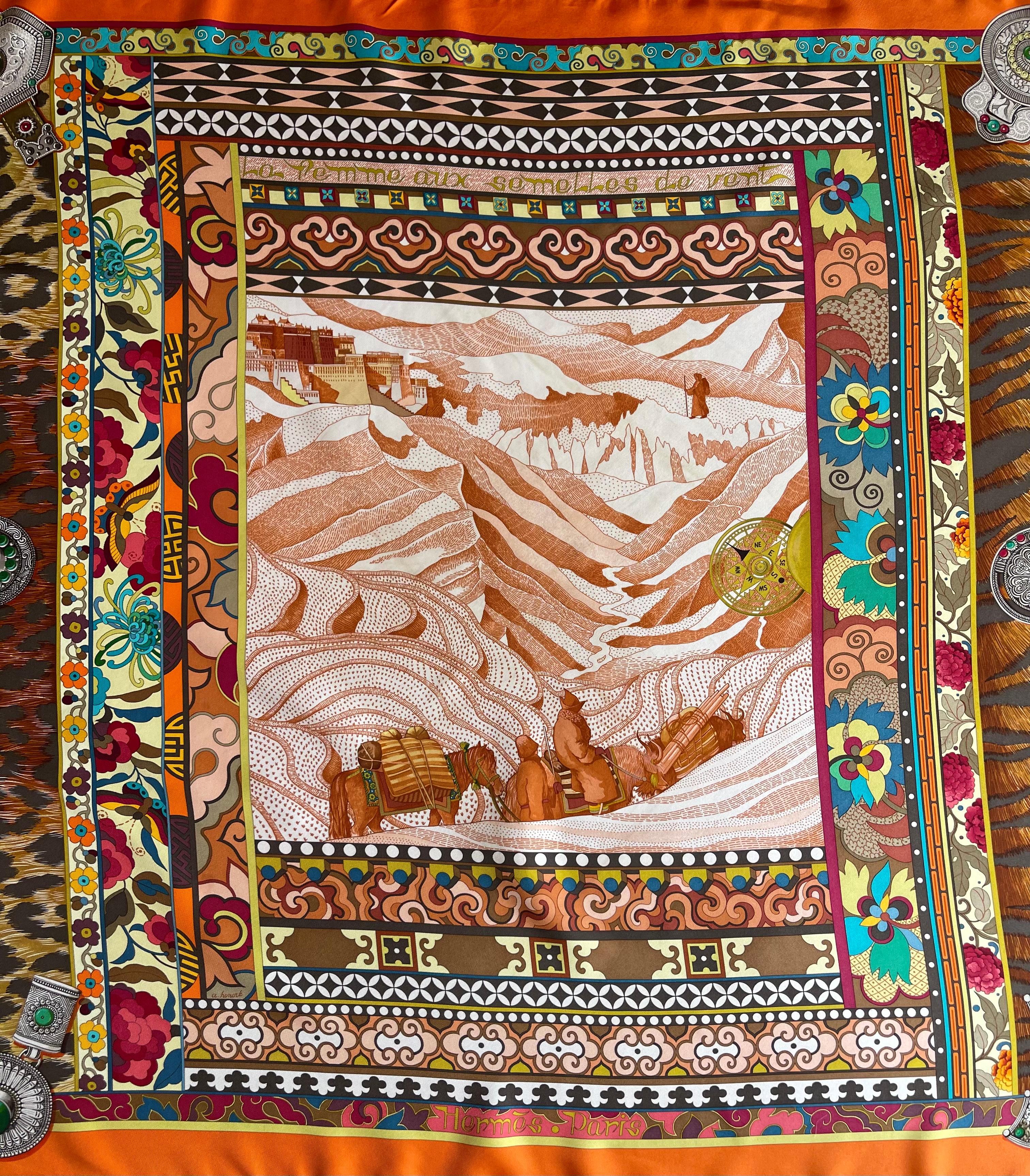 Brown Hermès Silk Scarf 