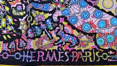 Hermès Silk Scarf La Legende de La Foret Emeline Piot Noir Mauve 35'