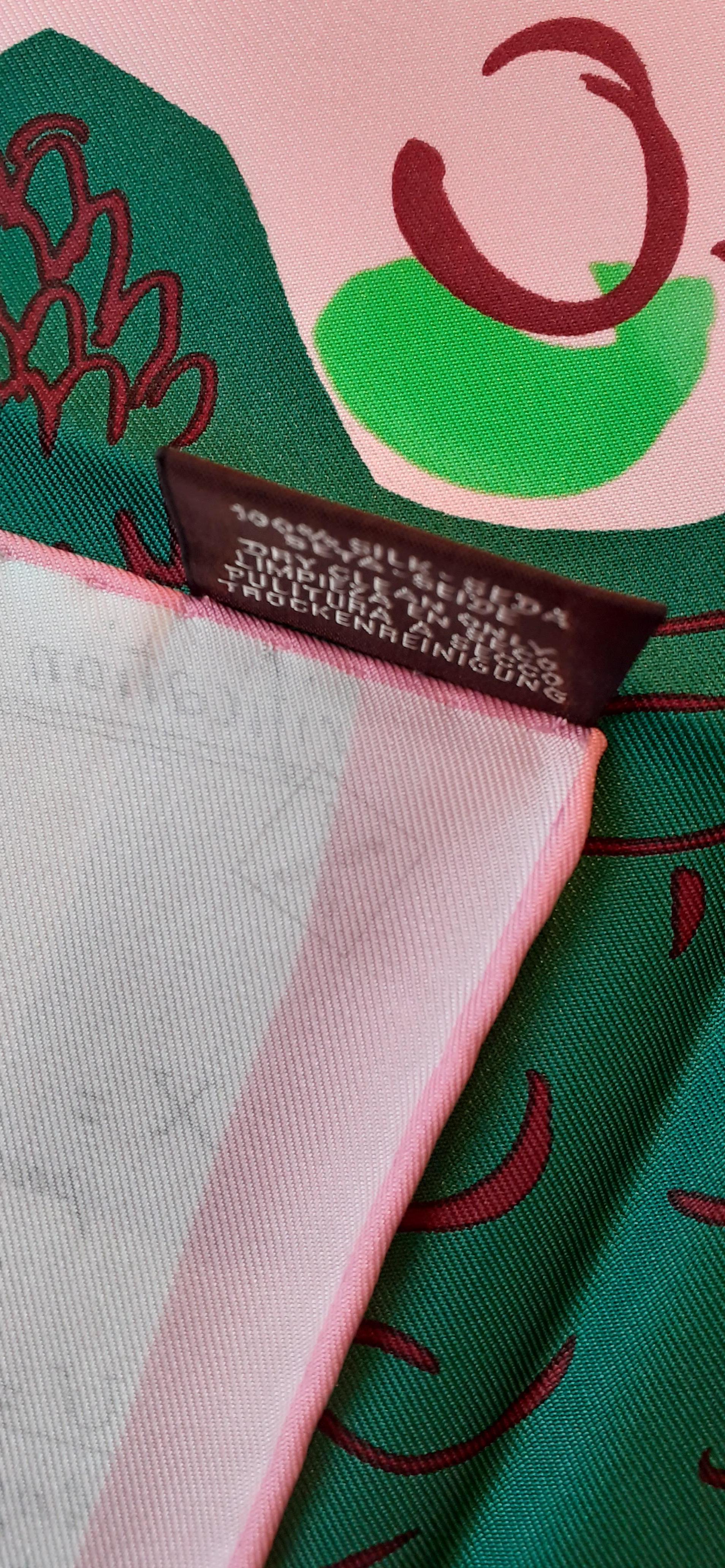 Hermès Silk Scarf La Maison des Oiseaux Parleurs Bela Silva Pink Green 90cm 6