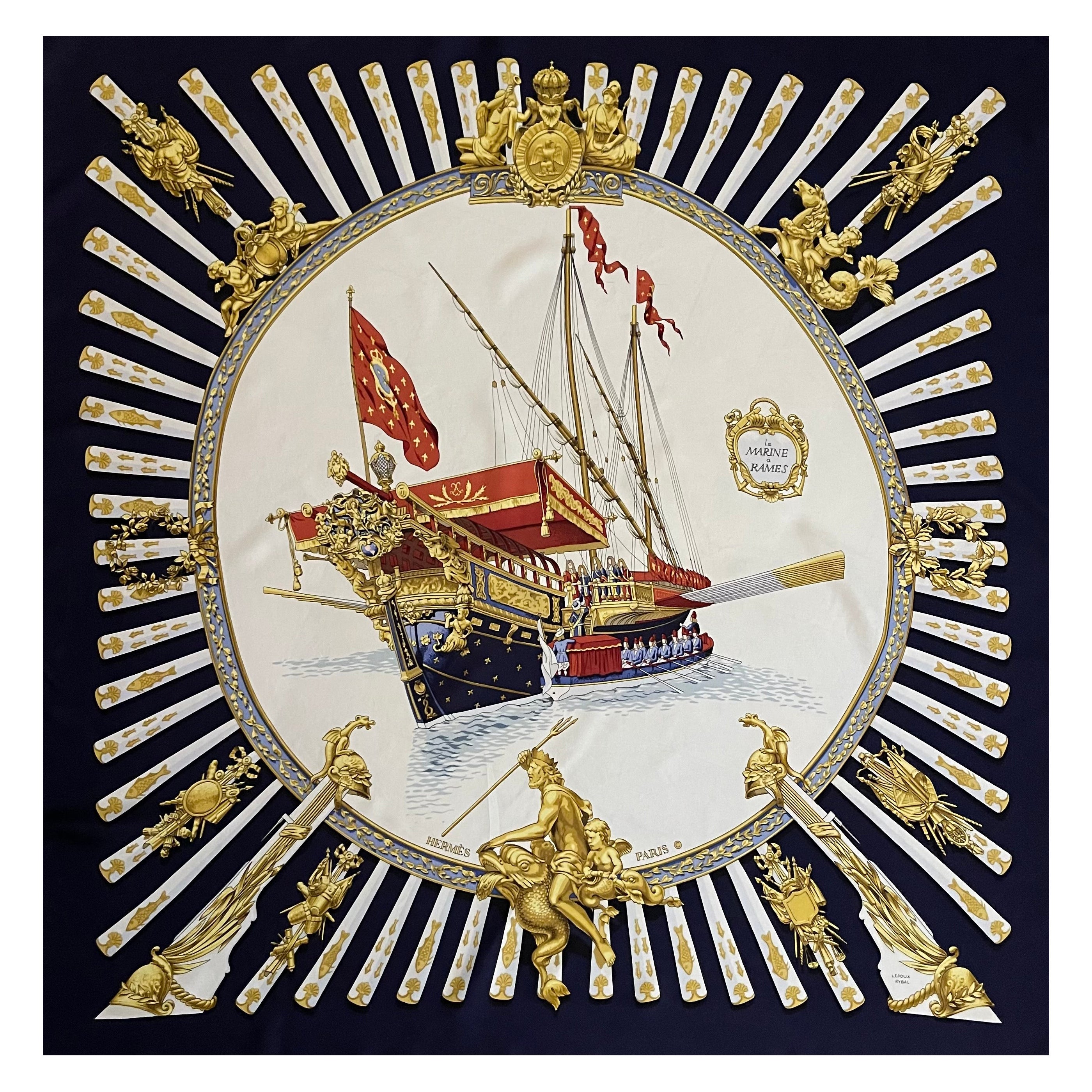 Hermès Seidenschal "La Marine À Rames" 1979
