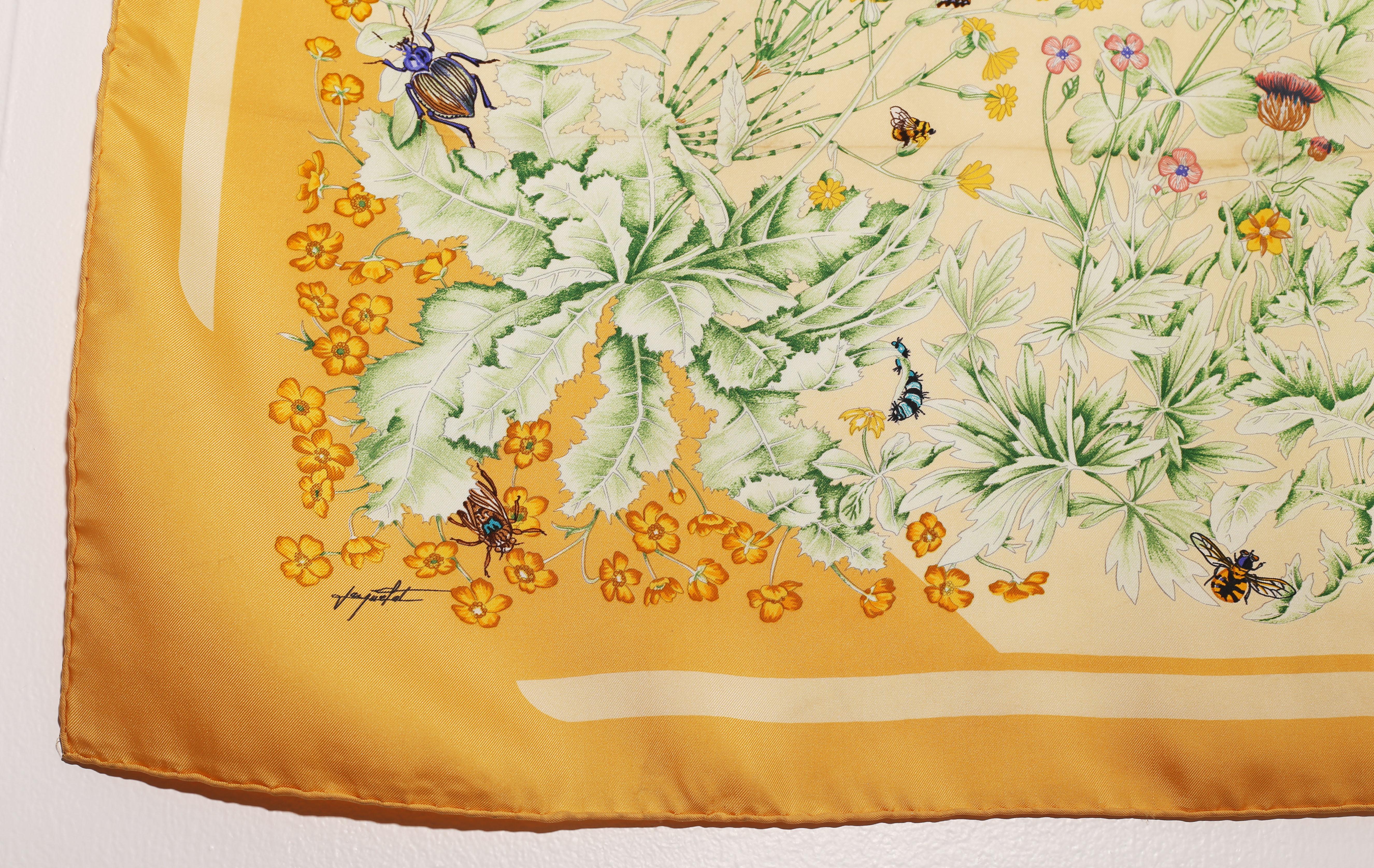 Women's or Men's HERMES Silk Scarf  La Prairie  by Antoine de Jacquelot circa 1994