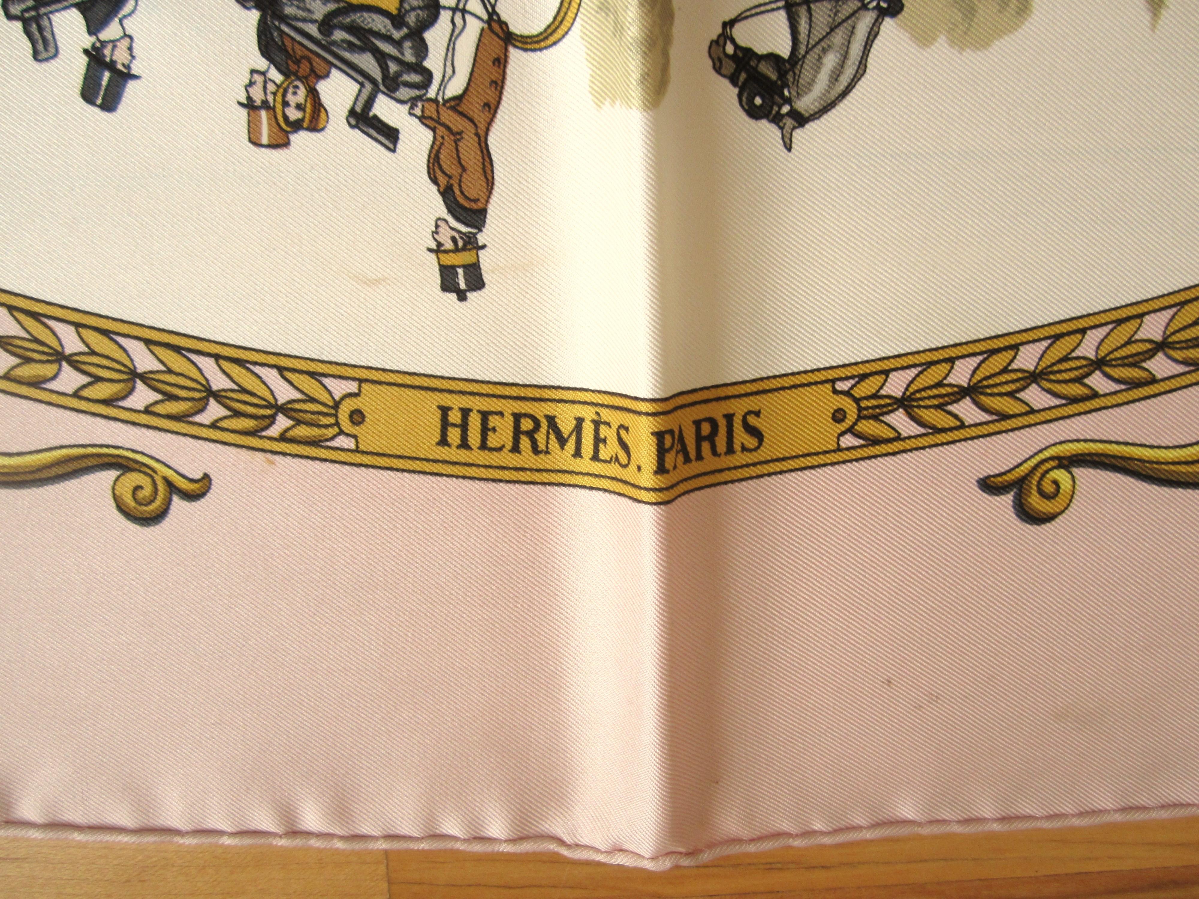 Hermes Silk scarf La Promenade De Longchamps with box  For Sale 2
