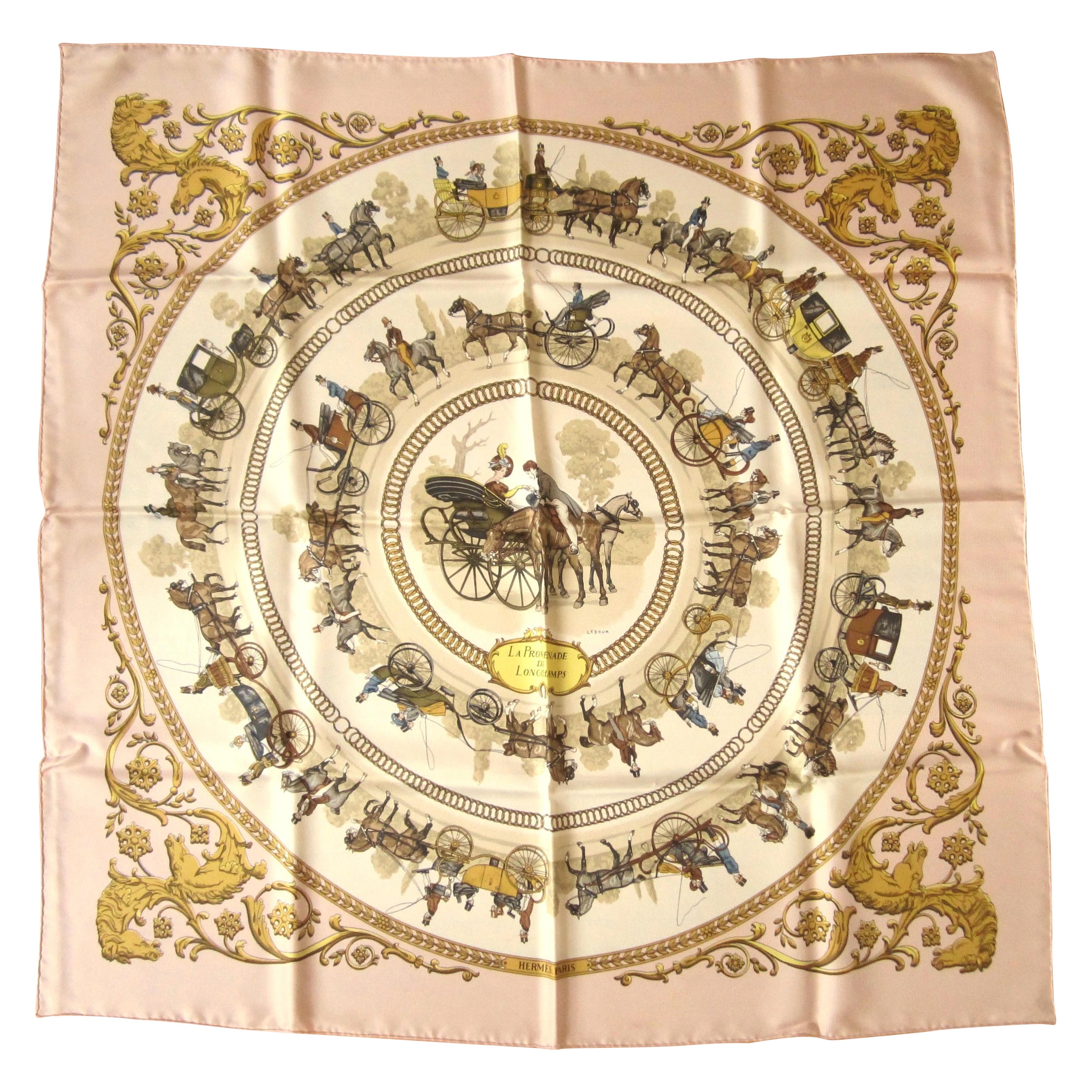 Seidenschal La Promenade De Longchamps von Hermès mit Schachtel