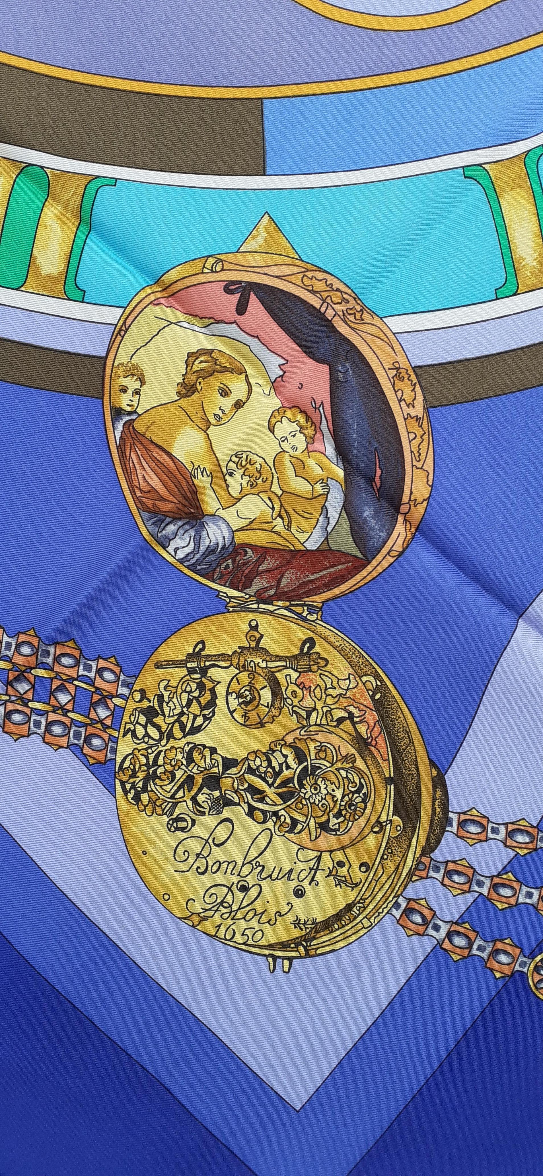 Hermès Silk Scarf La Ronde des Heures Loic Dubigeon Blue 35 inches 6