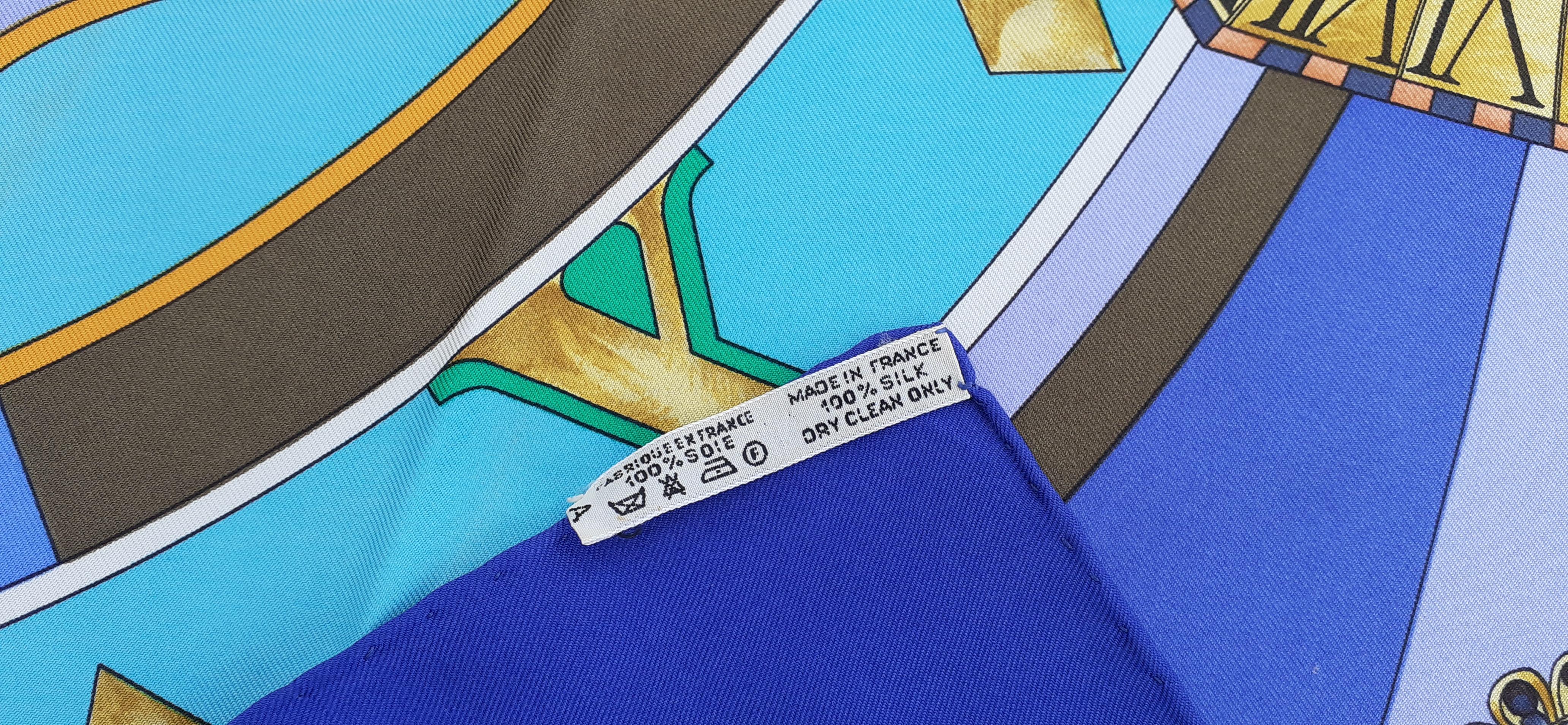 Hermès Silk Scarf La Ronde des Heures Loic Dubigeon Blue 35 inches 9