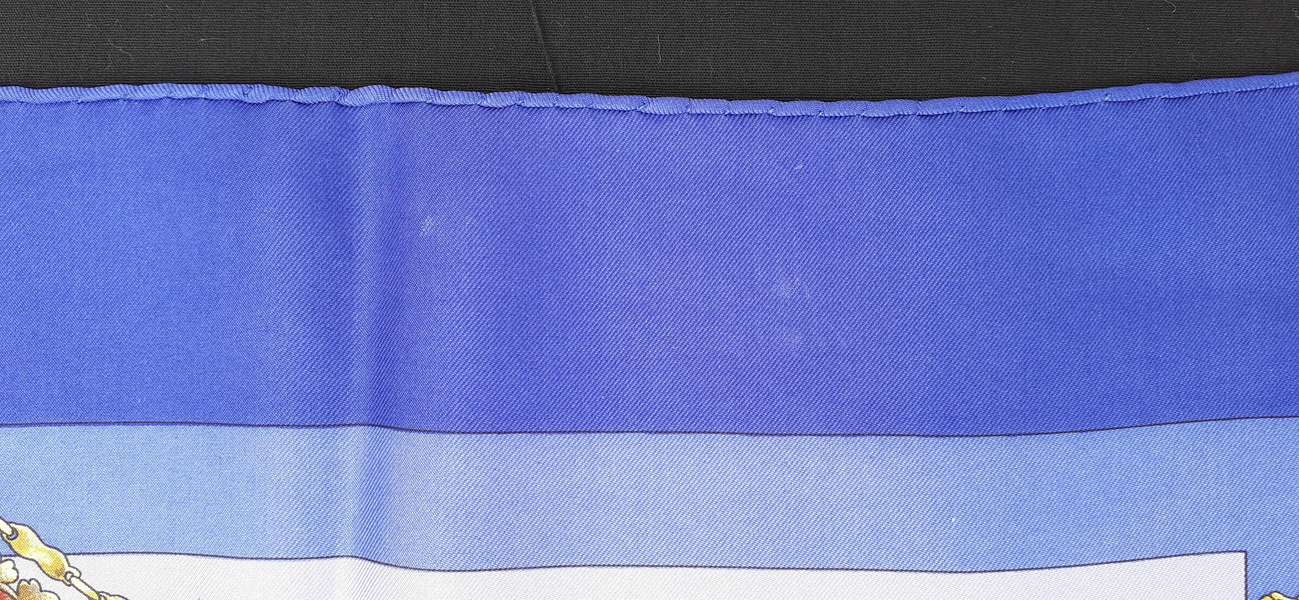 Hermès Silk Scarf La Ronde des Heures Loic Dubigeon Blue 35 inches 11