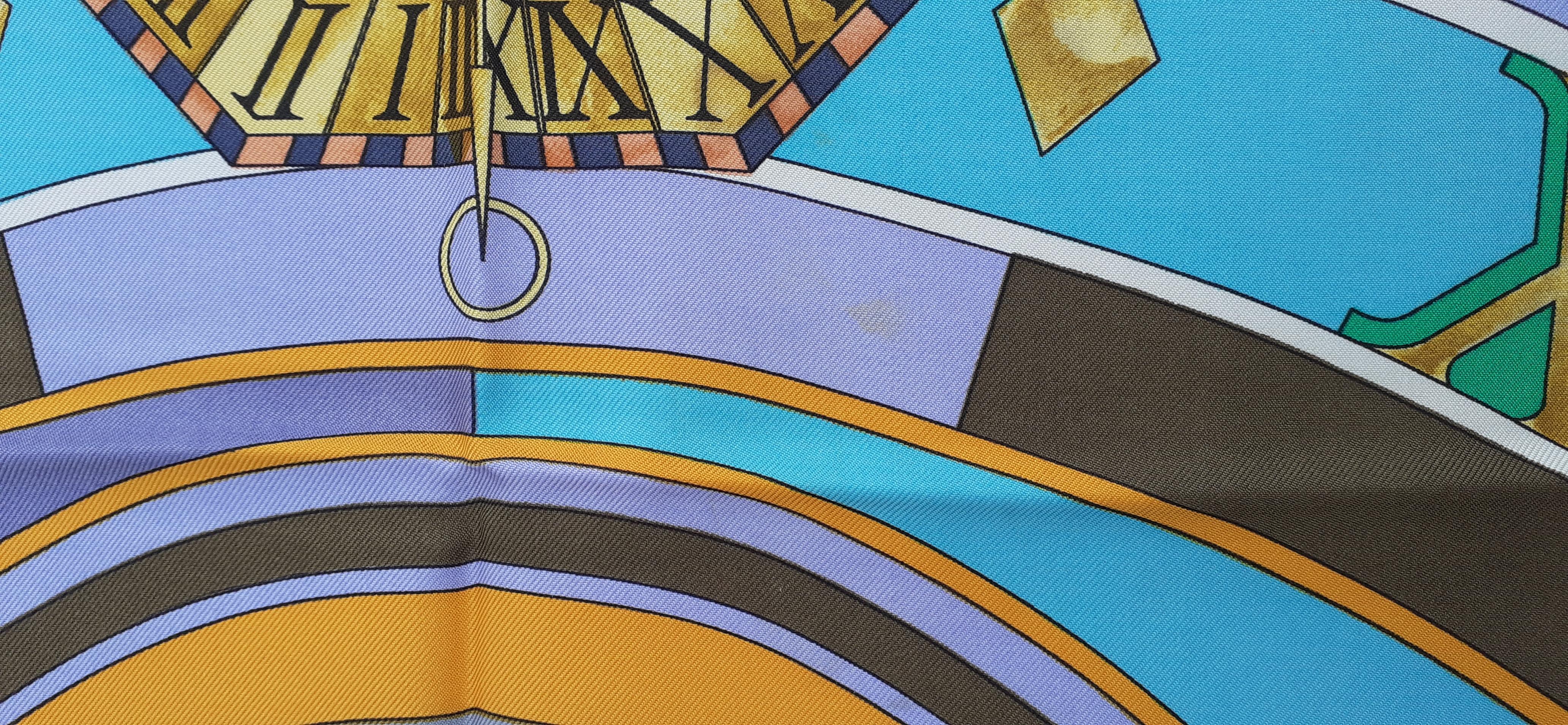 Hermès Silk Scarf La Ronde des Heures Loic Dubigeon Blue 35 inches 12