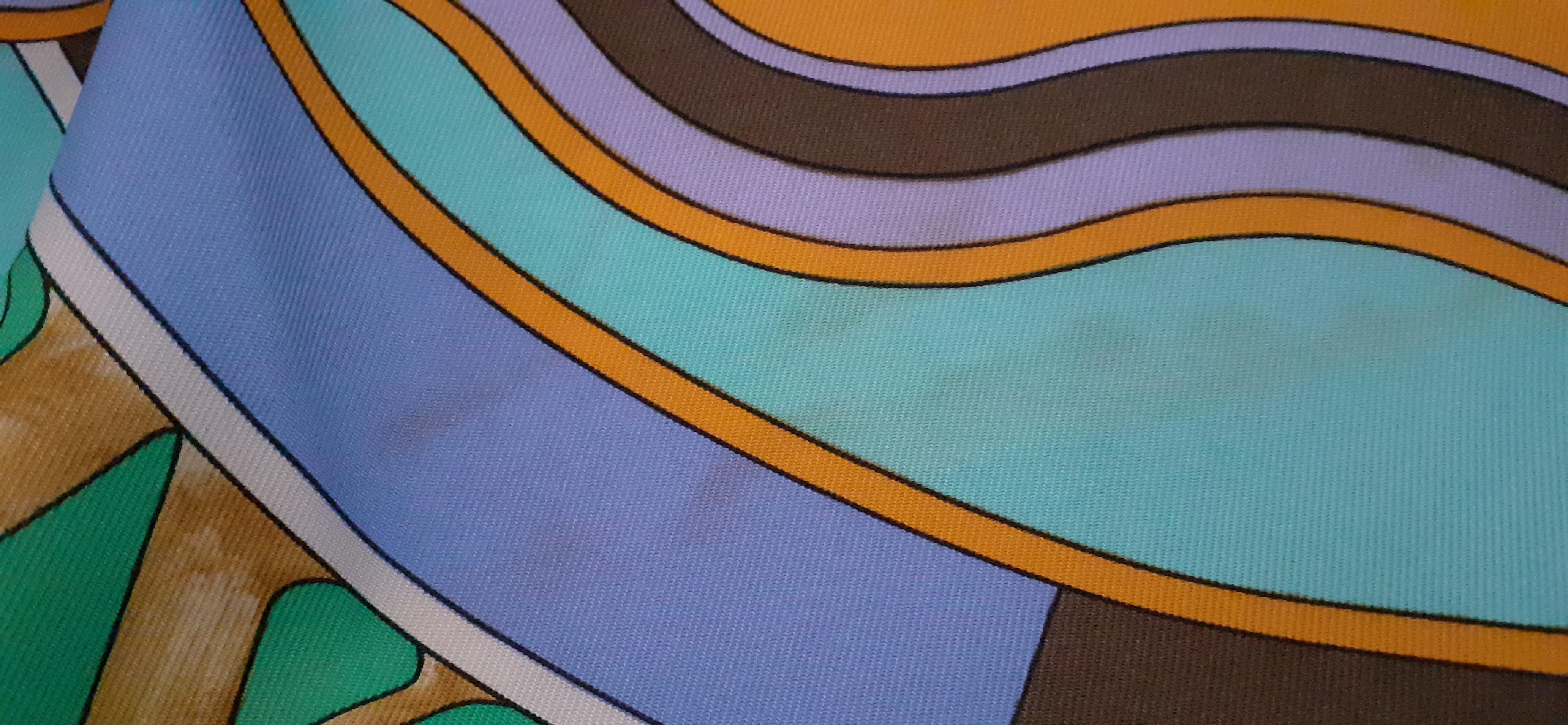 Hermès Silk Scarf La Ronde des Heures Loic Dubigeon Blue 35 inches 13