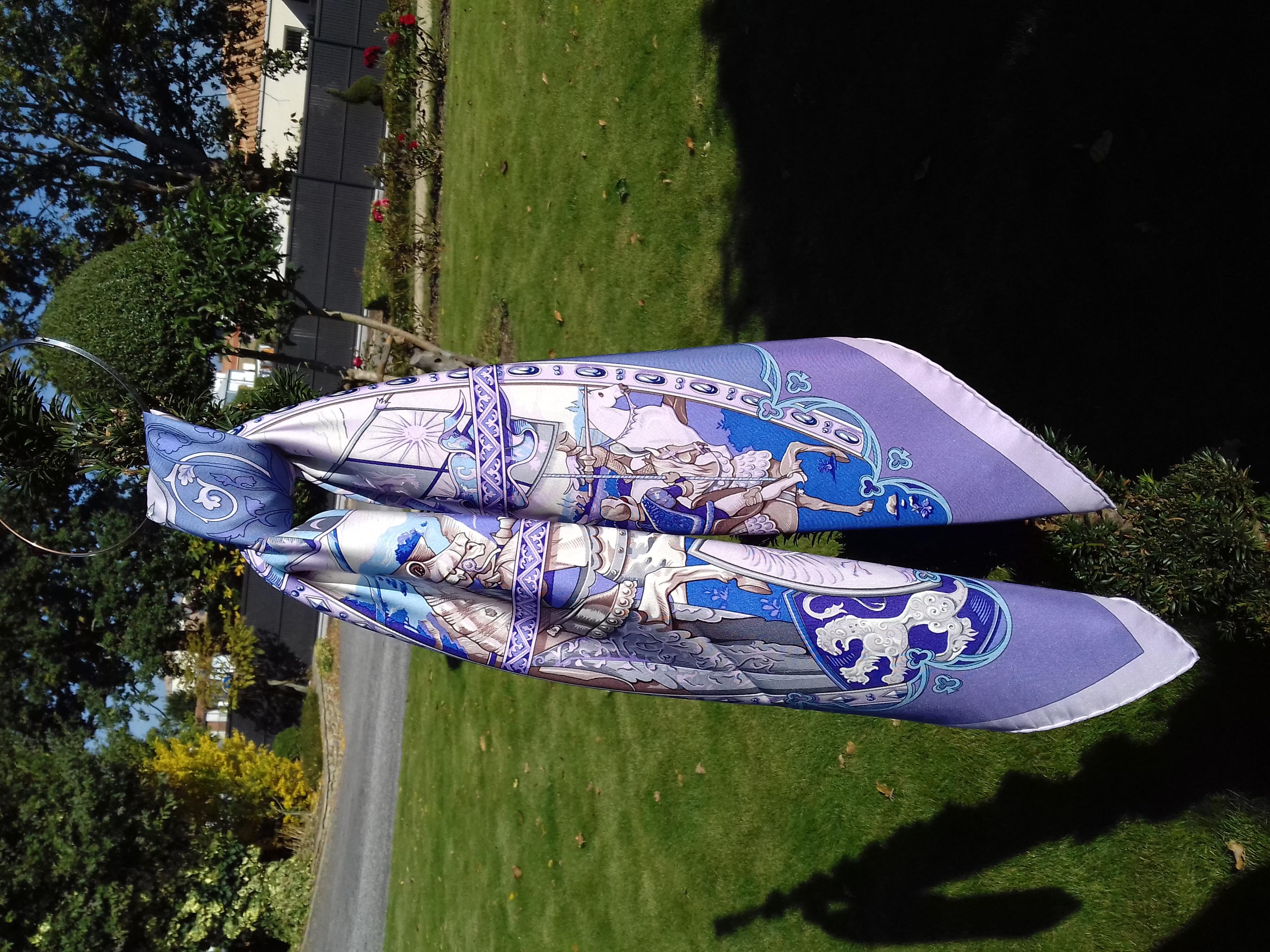 Hermès Silk Scarf La Vie à Cheval Bourthoumieux Purple 90 cm 13