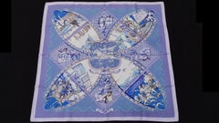 Hermès Silk Scarf La Vie à Cheval Bourthoumieux Purple 90 cm
