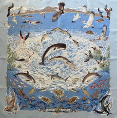 Hermès Silk Scarf "La Vie Précieuse De La Méditerranée" 1992