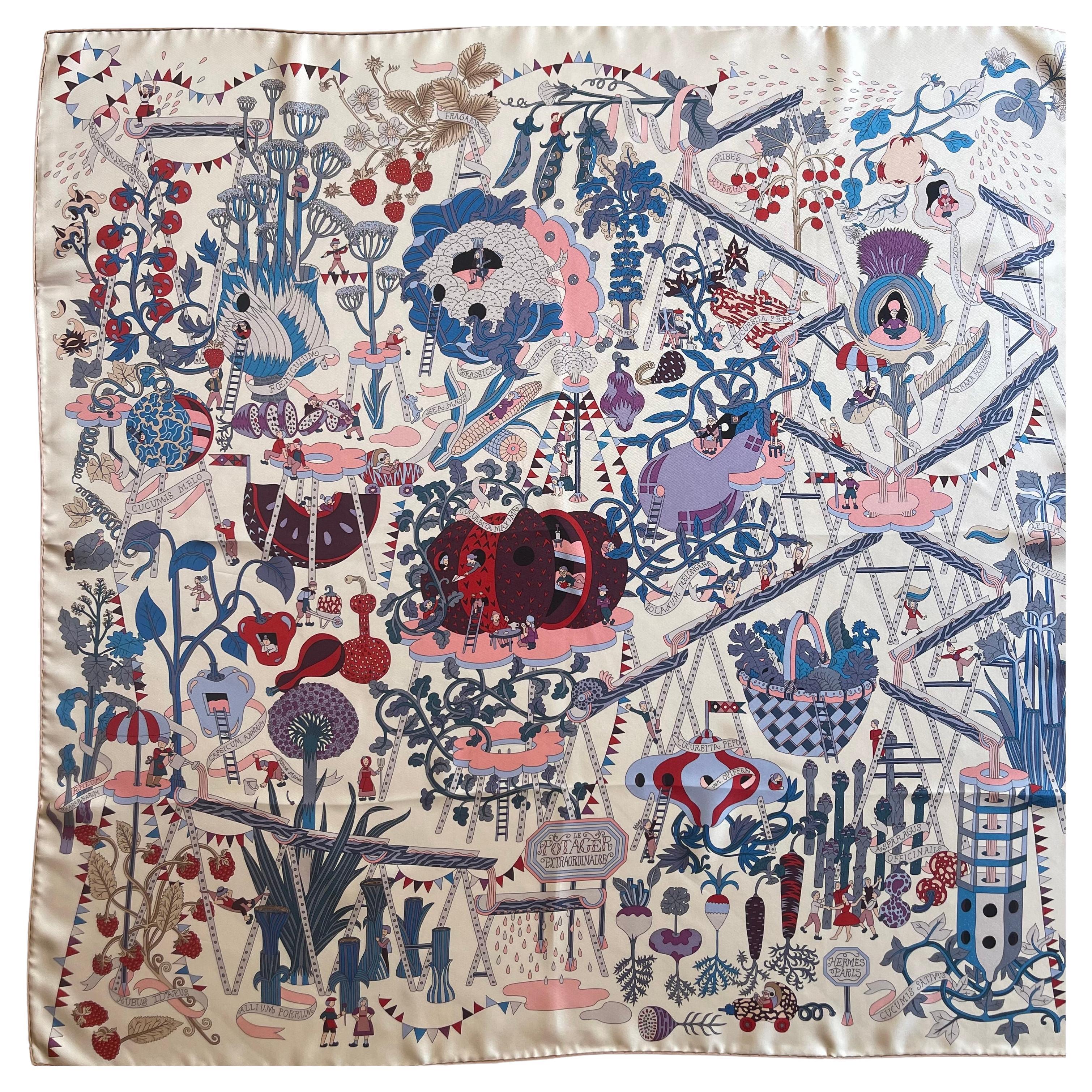 Hermès Silk Scarf "Le Potager Extraordinaire" 2014 For Sale