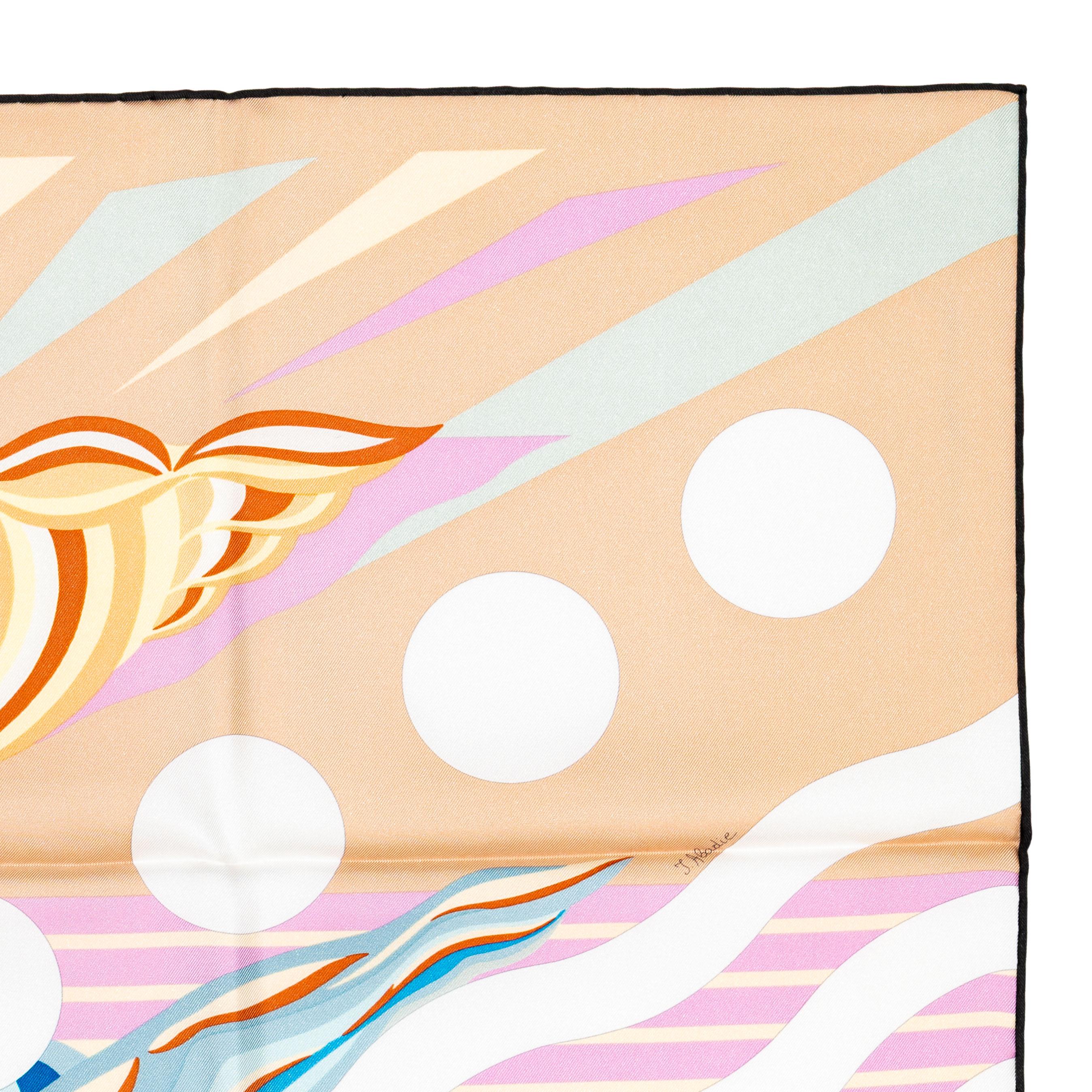 Hermes Silk Scarf Le Reve de Julia - Beige Rose Blue - New / Store Tag For Sale 1
