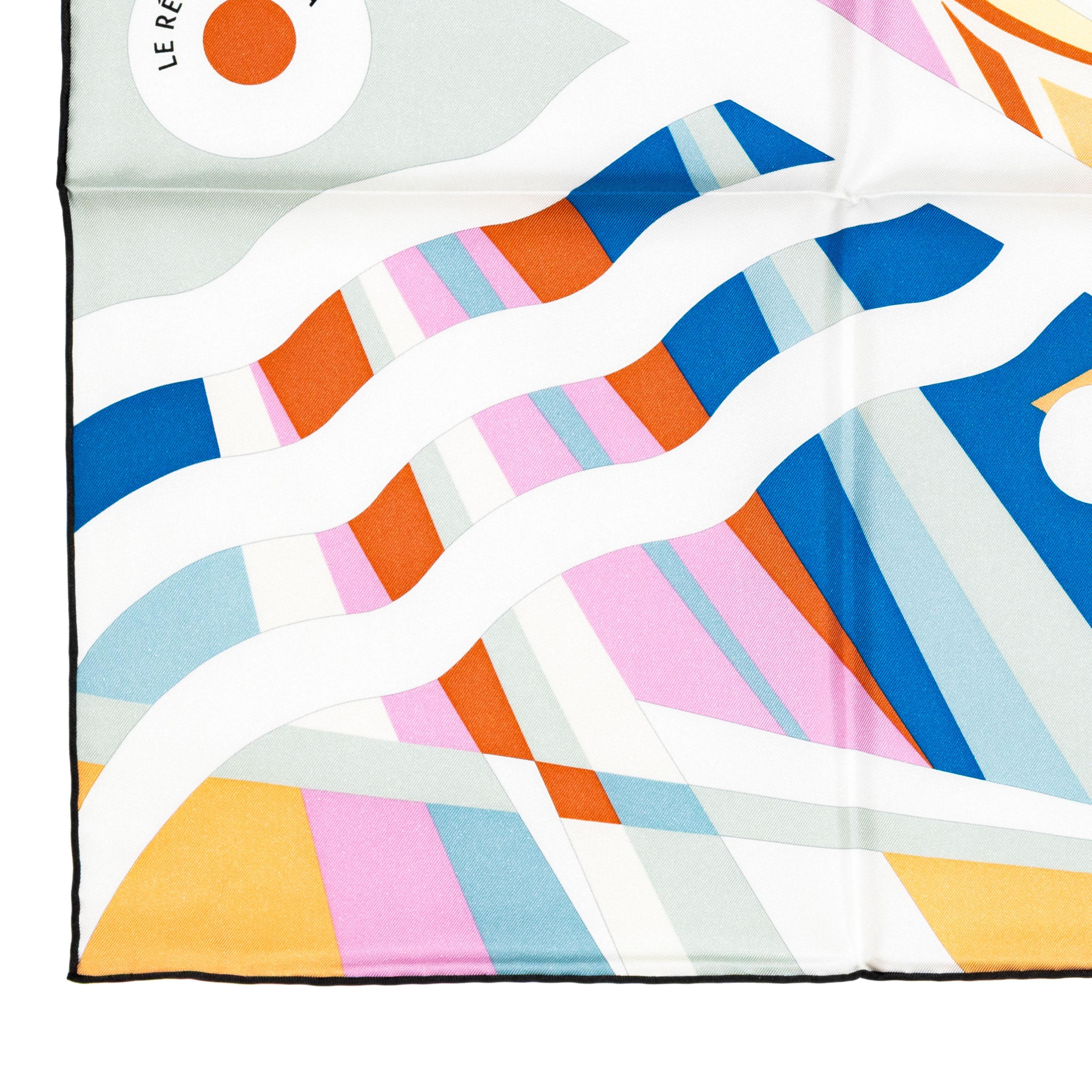 Hermes Silk Scarf Le Reve de Julia - Beige Rose Blue - New / Store Tag For Sale 5