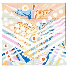 Hermes Silk Scarf Le Reve de Julia - Beige Rose Blue - New / Store Tag