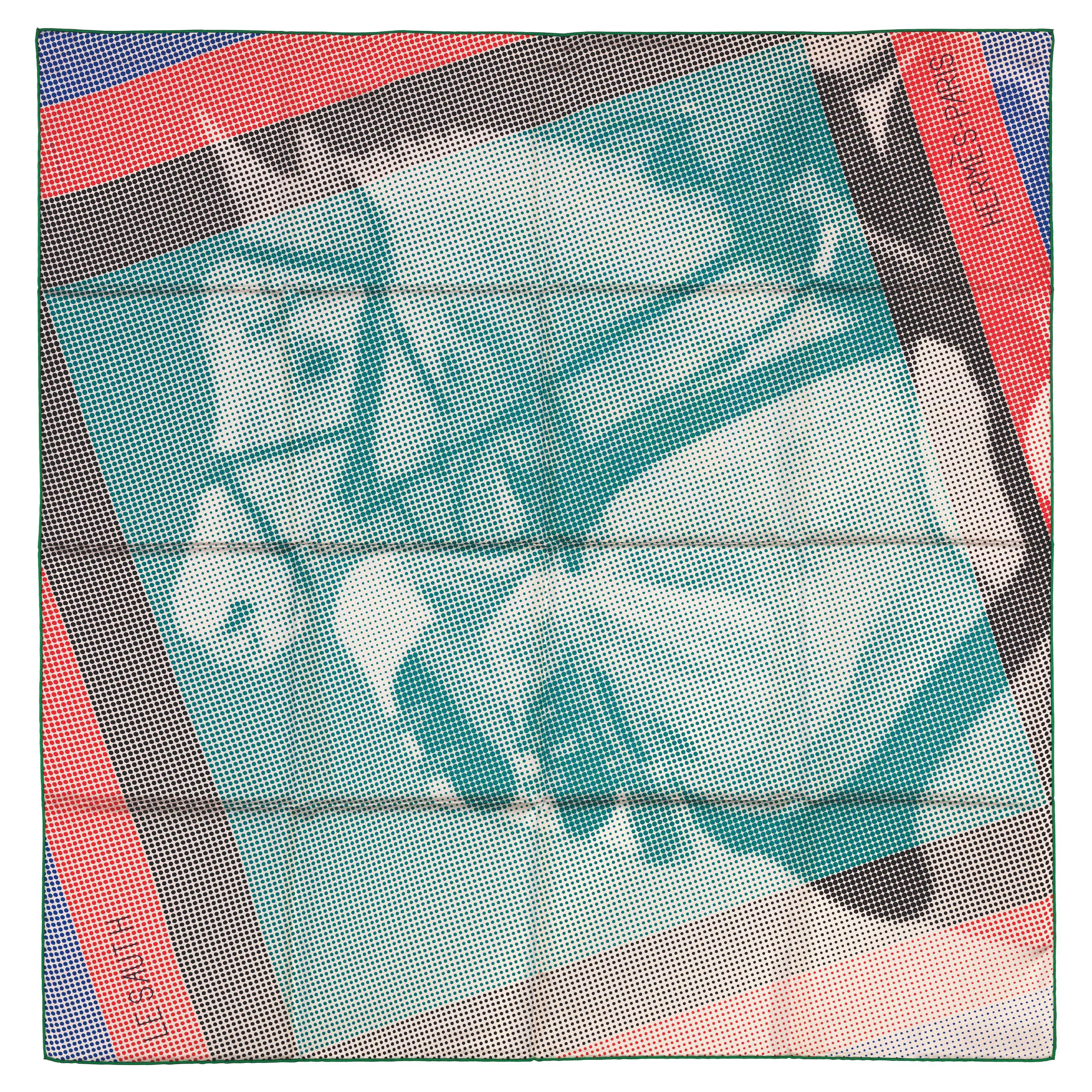 Hermes Silk Scarf Le Saut H - Vert rouge - New / Store Tag For Sale