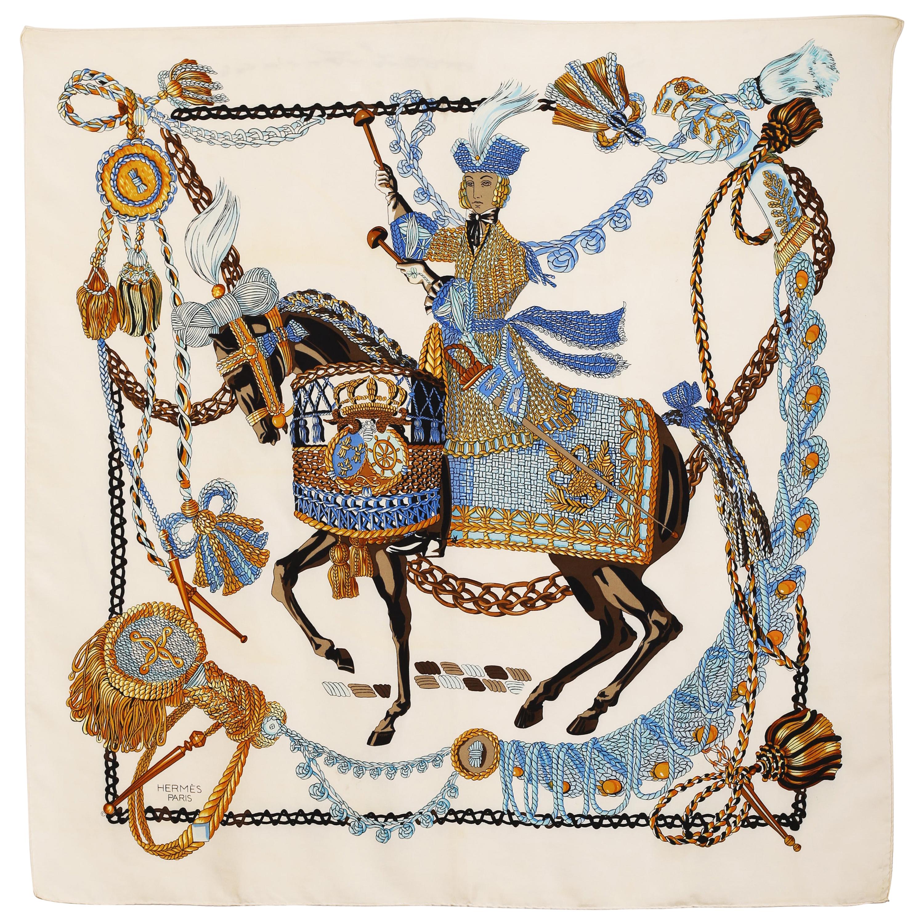 Hermes silk scarf Le Timbalier by Francoise Heron 1961