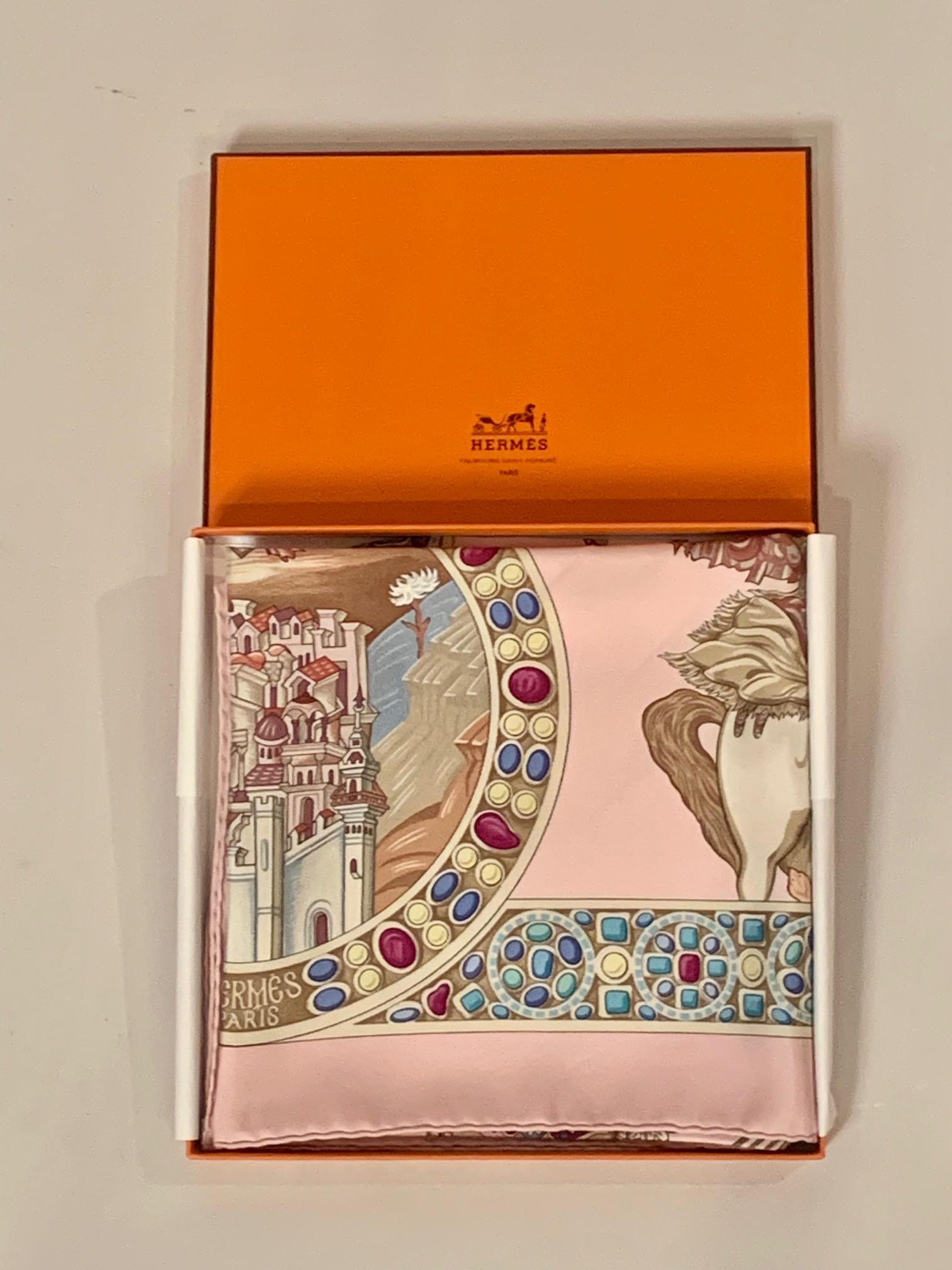 Hermes Silk Scarf Le Triomphe Du Paladin Never Worn with Original Box For Sale 2