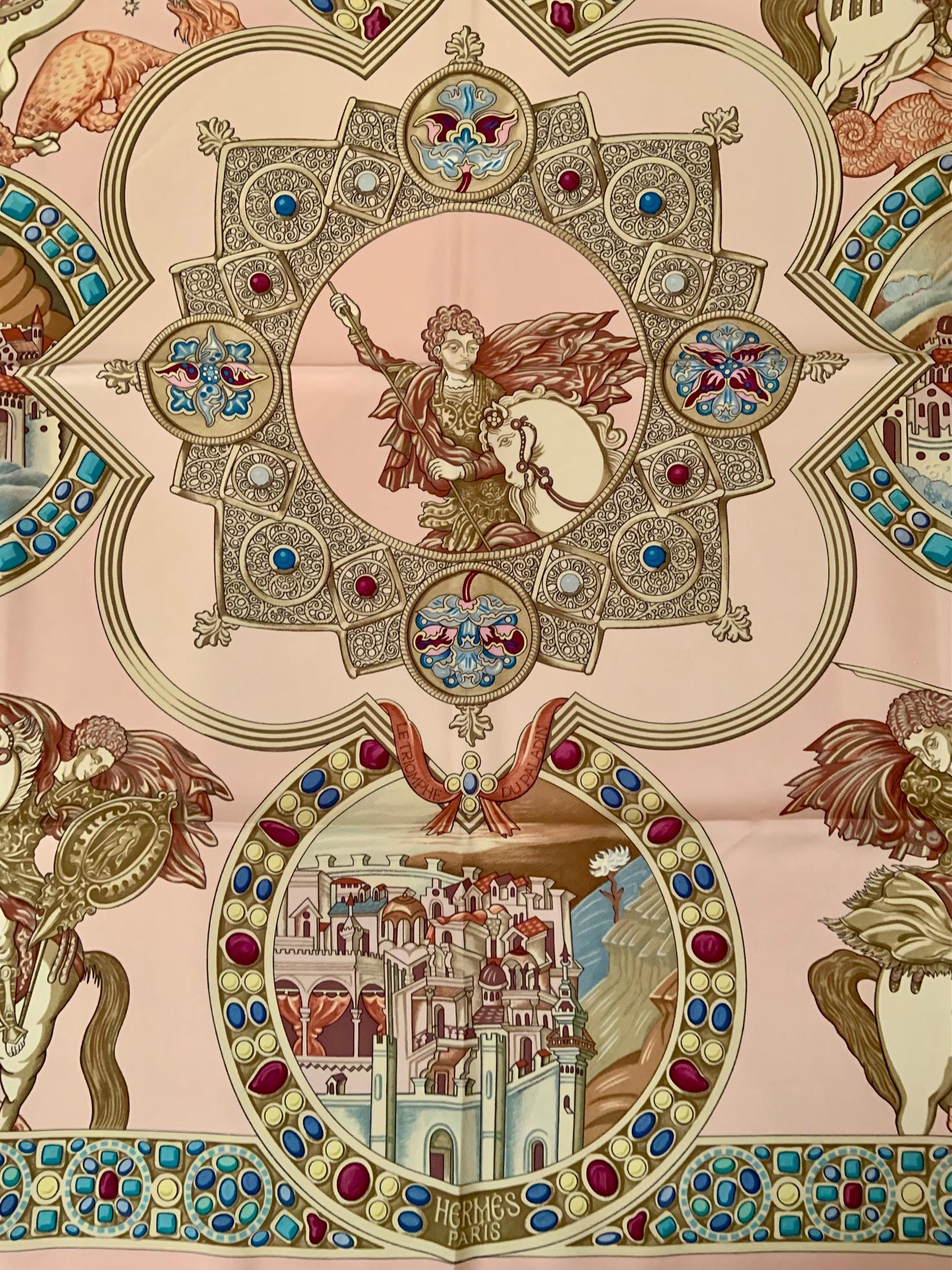 Hermes Silk Scarf Le Triomphe Du Paladin Never Worn with Original Box 3