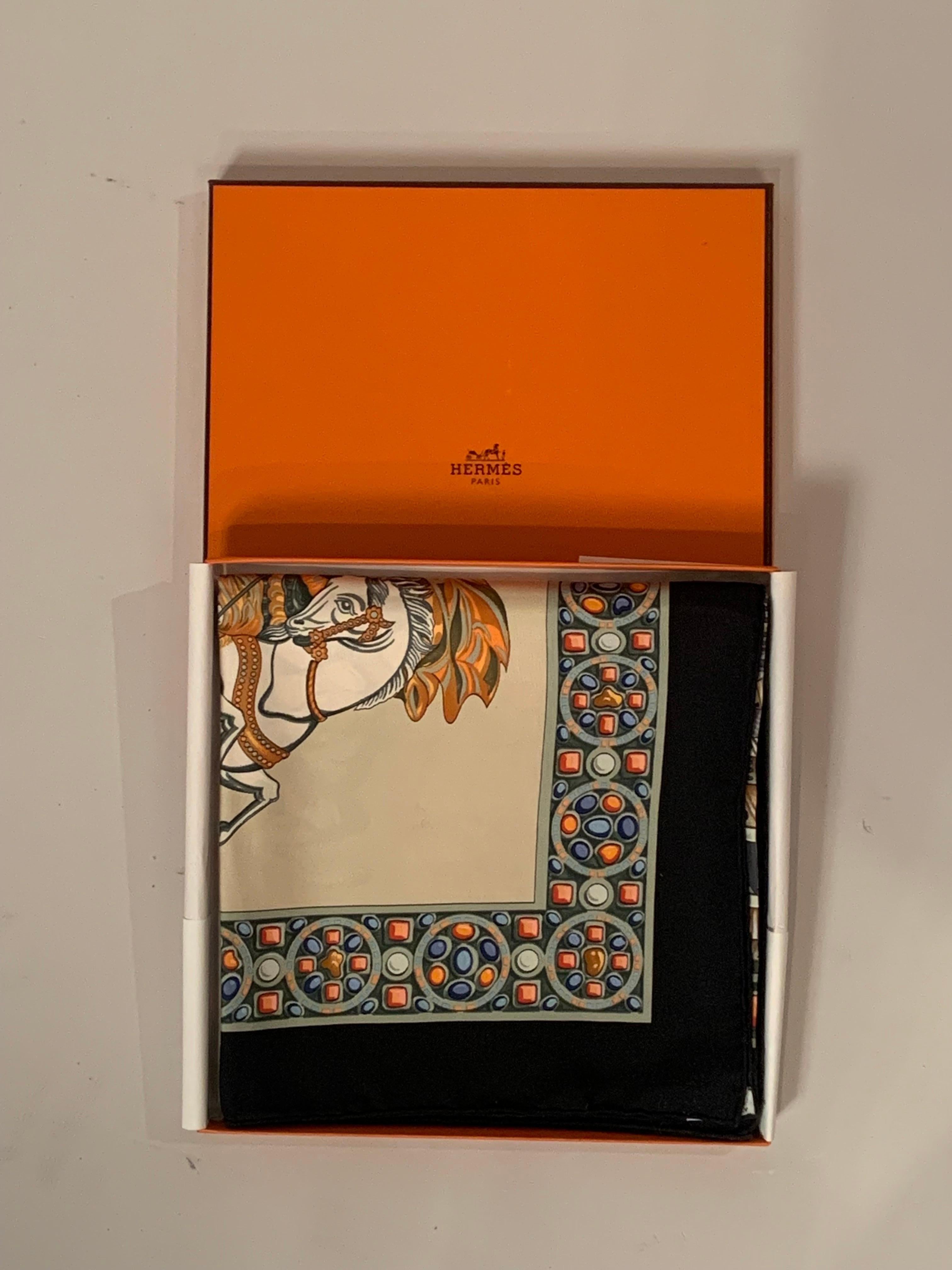 Hermes Silk Scarf Le Triomphe Du Paladin Never Worn with Original Box For Sale 5