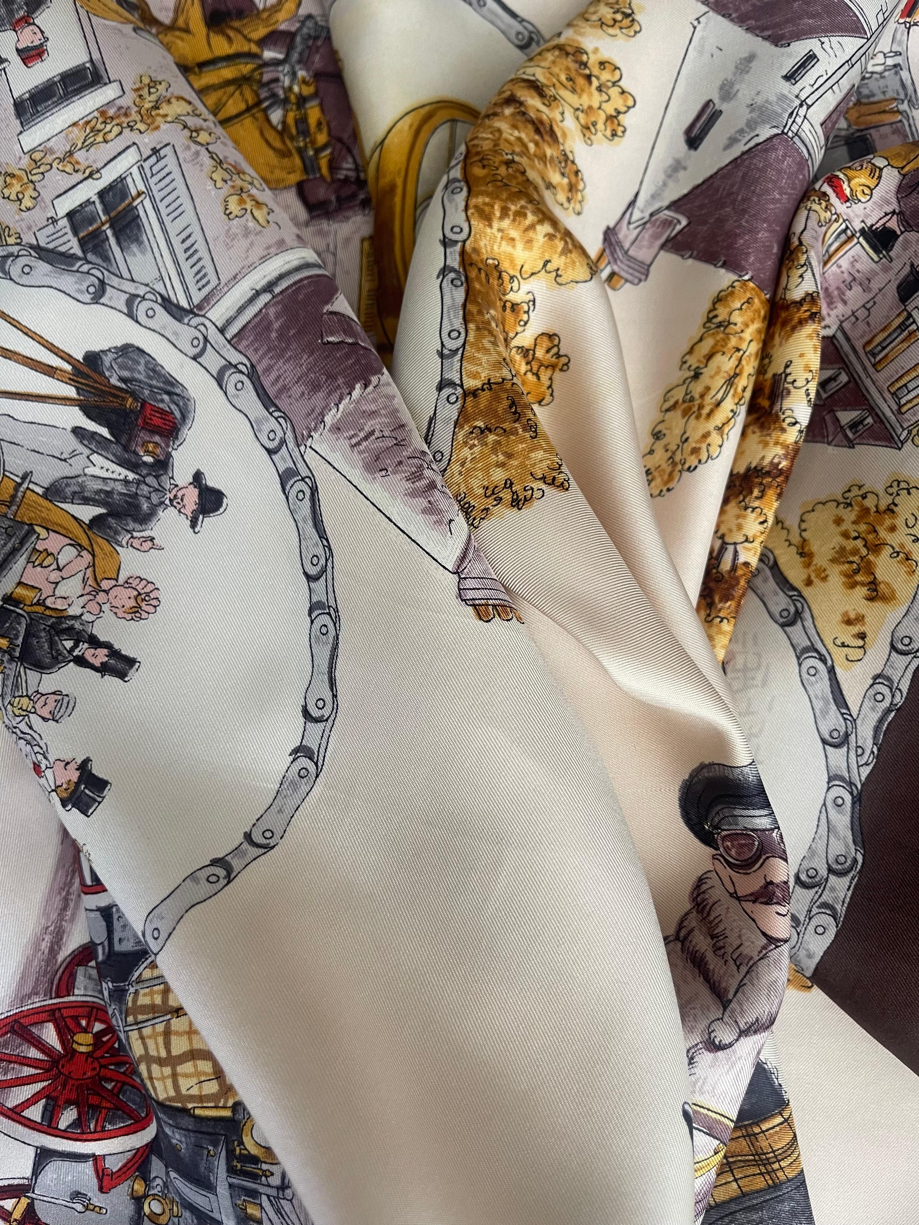 Hermes Silk Scarf “Les Ancêtres” 1963. For Sale 5