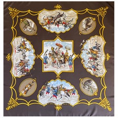 Sciarpa di seta Hermès "Les Chevaux Des Moghols" 1997