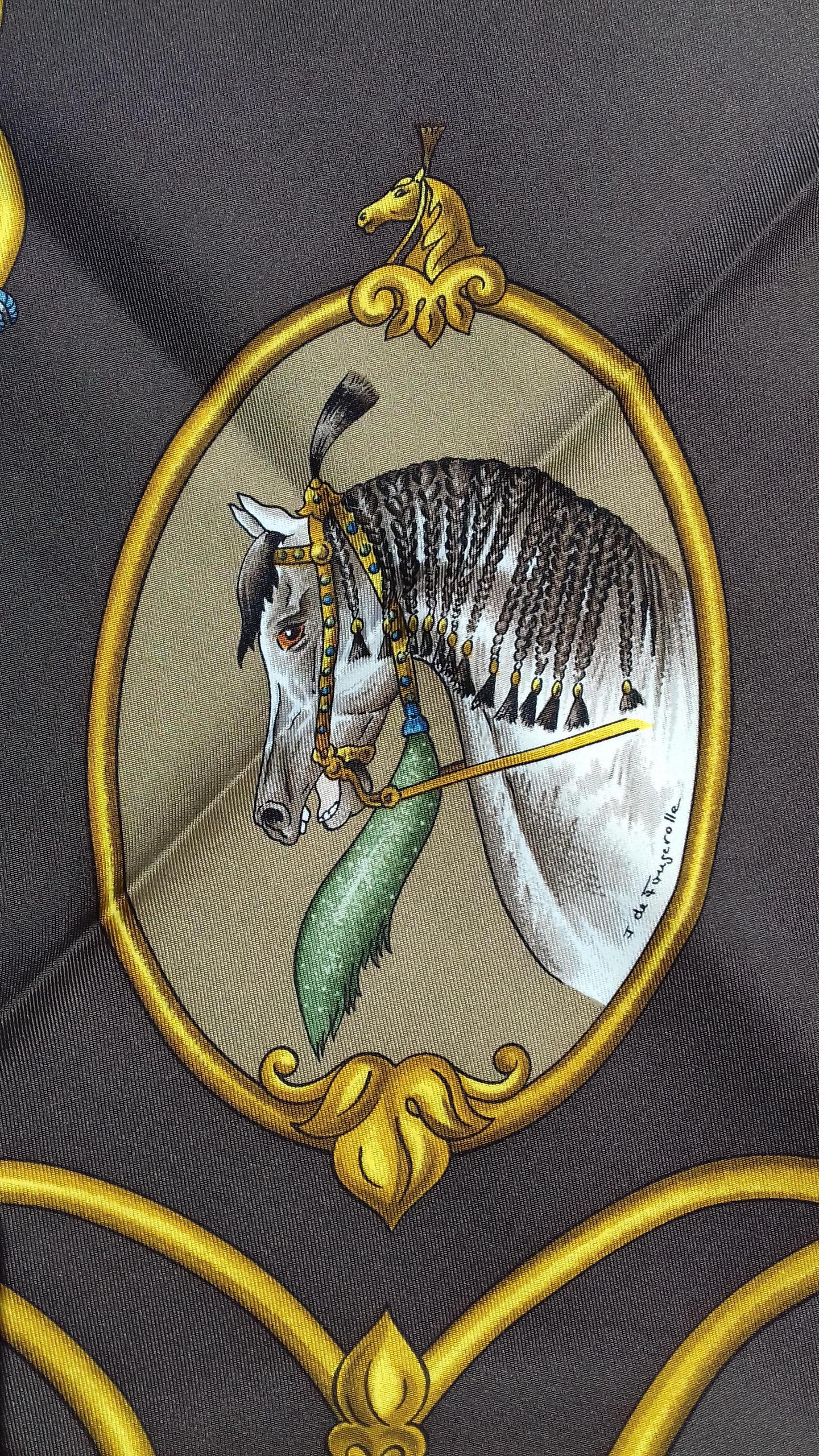 Hermès Silk Scarf  Les Chevaux des Moghols Jean De Fougerolle 1993 35' 1