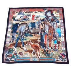 Hermès Silk Scarf Les Cheyennes Kermit Oliver 90 cm