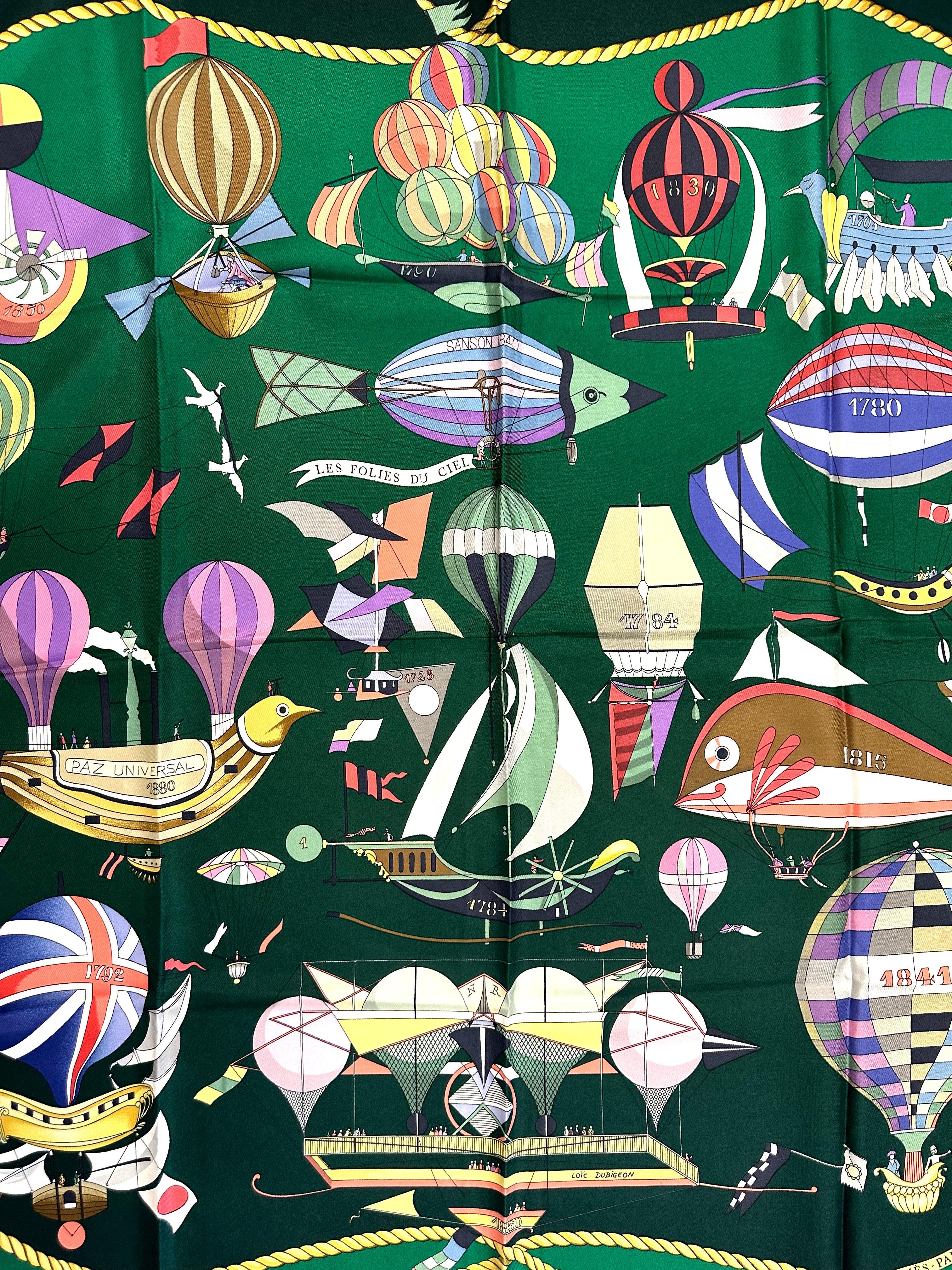 
Hermes Silk Scarf, Les Folies Du Ciel
Designed by Loic Dubigeon, 1984.
35 by 35 in.