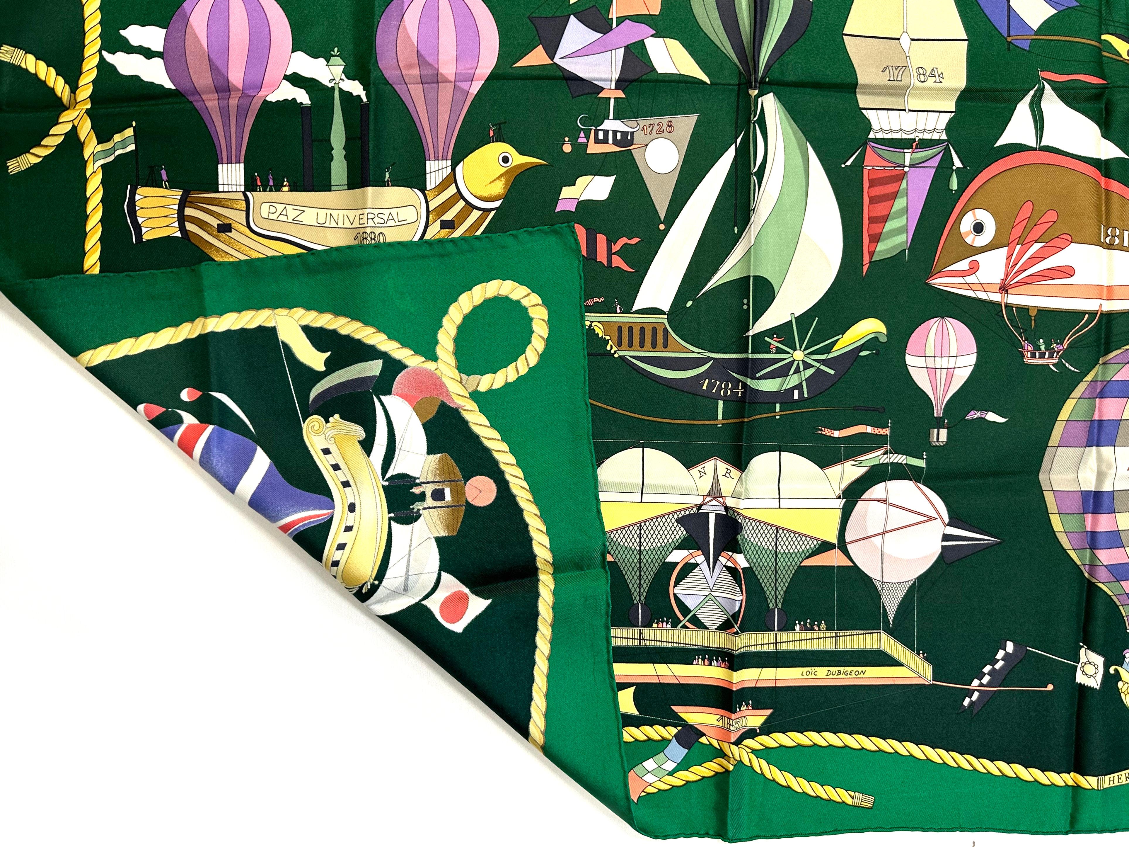 Hermes Silk Scarf, Les Folies Du Ciel In Good Condition For Sale In West Palm Beach, FL