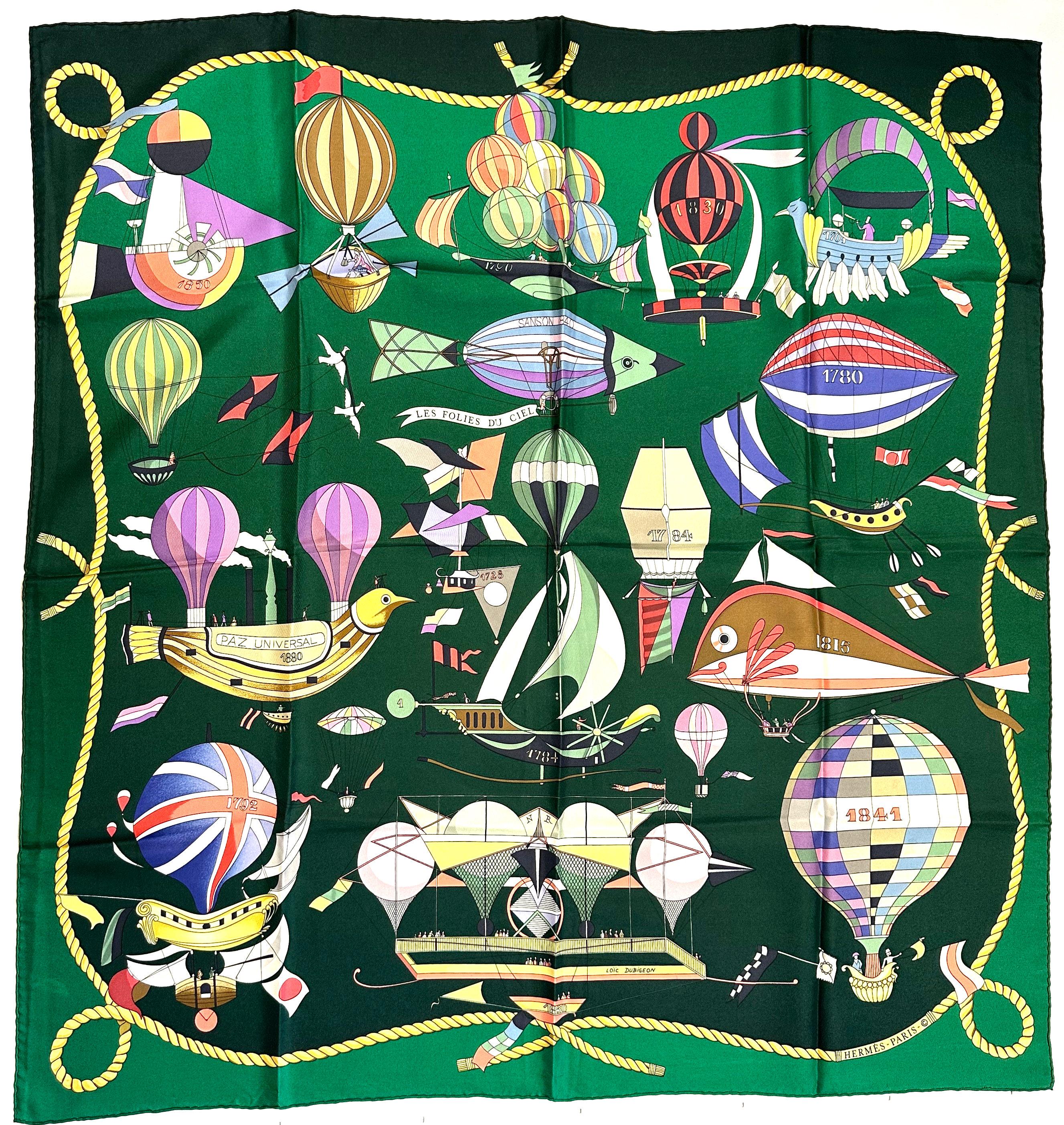 Women's or Men's Hermes Silk Scarf, Les Folies Du Ciel For Sale