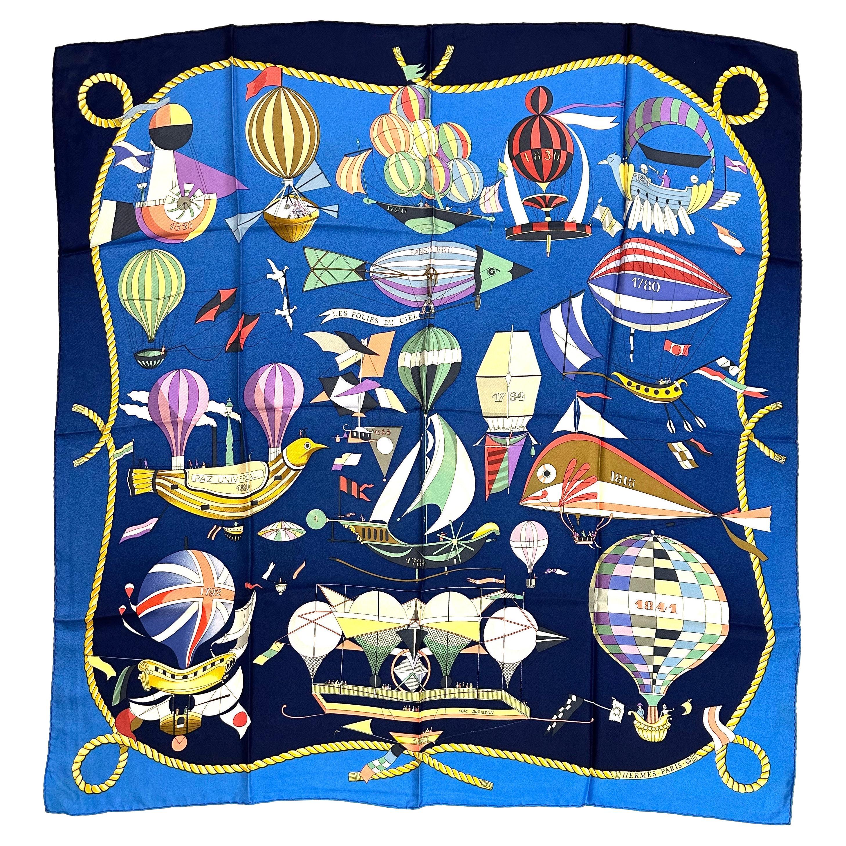 Foulard en soie Hermes, Les Folies Du Ciel