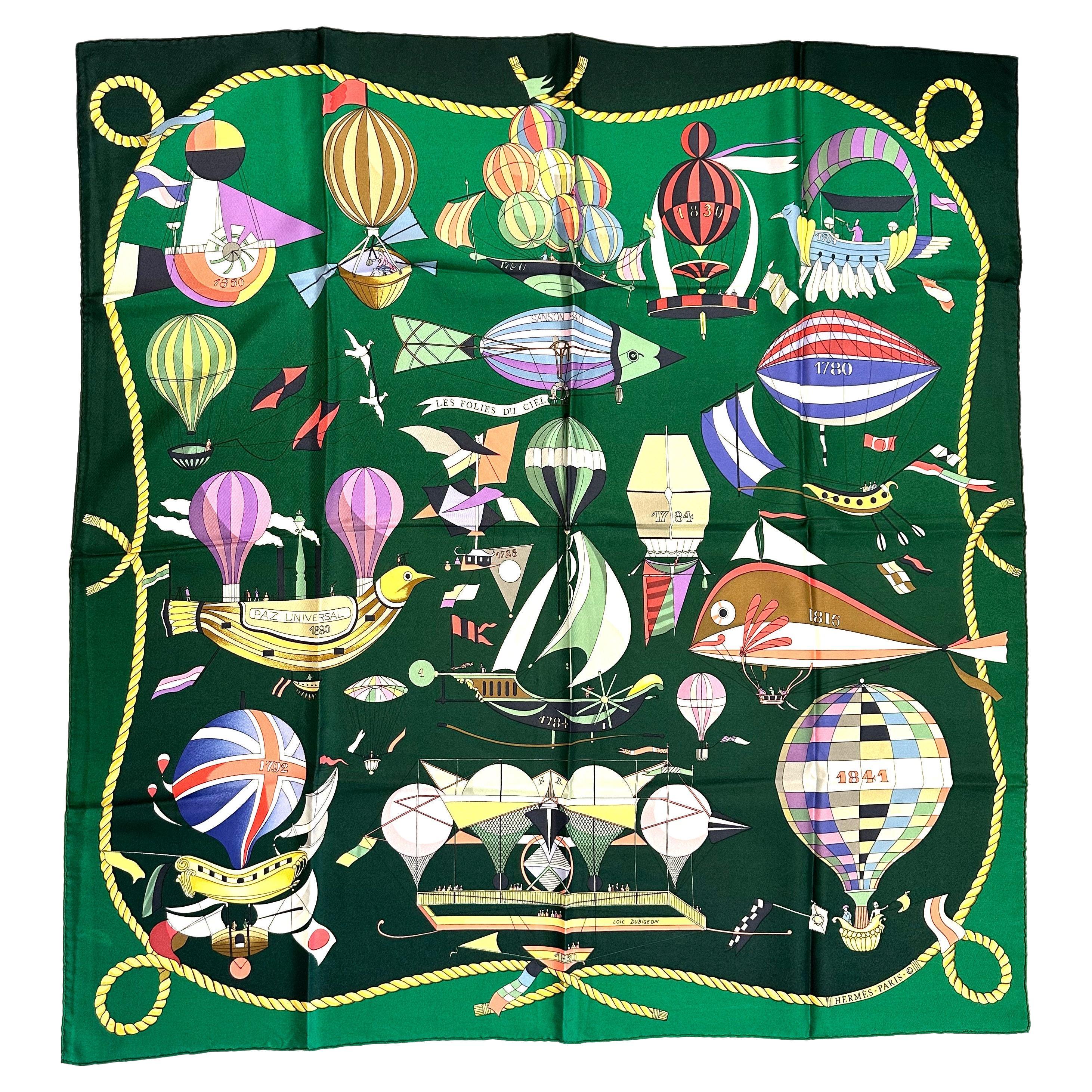 Foulard en soie Hermes, Les Folies Du Ciel